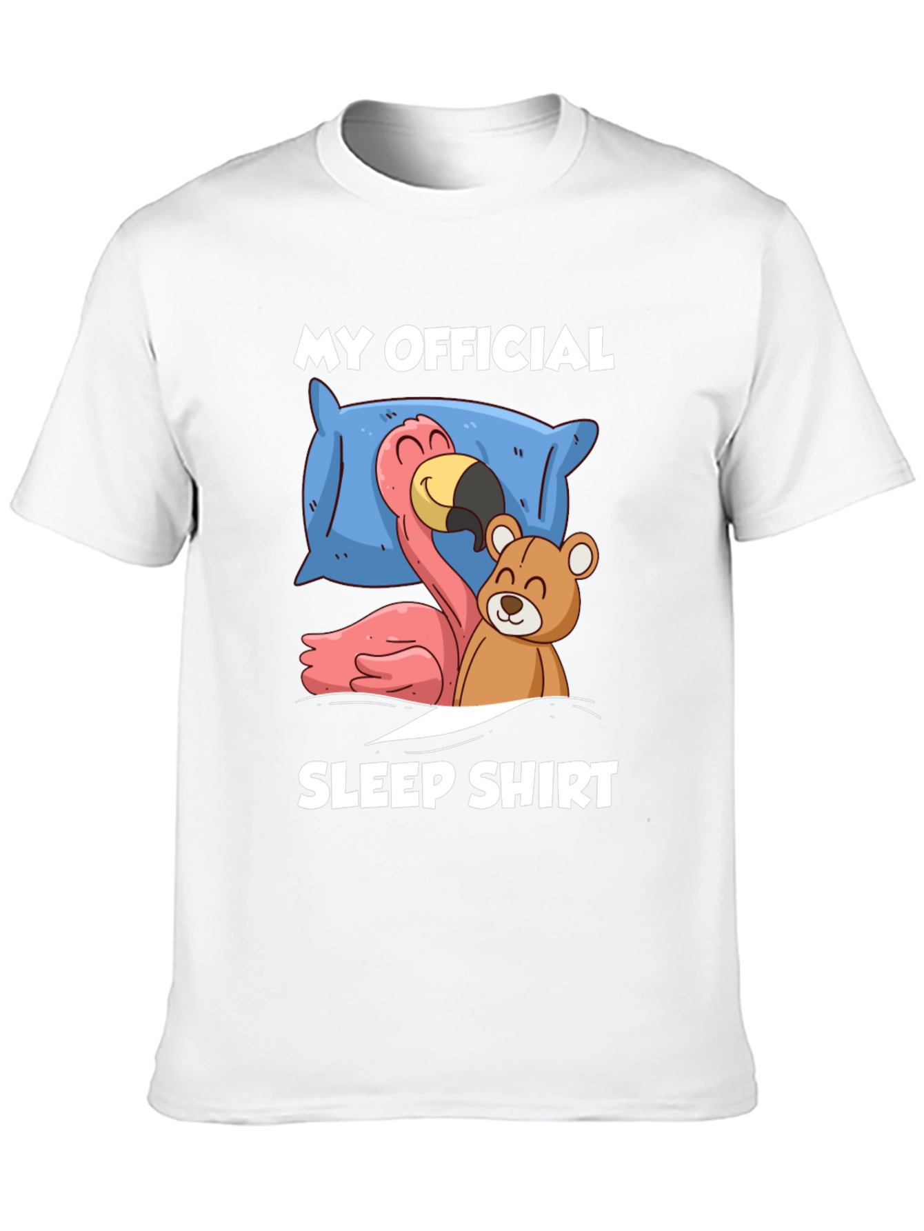 Funny Sleep Shirt: Flamingo & Teddy Bear Graphic Tee