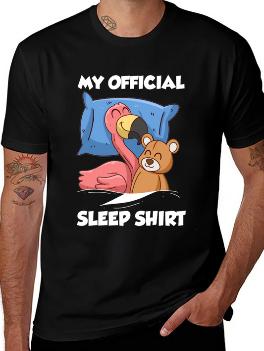 Funny Sleep Shirt: Flamingo & Teddy Bear Graphic Tee