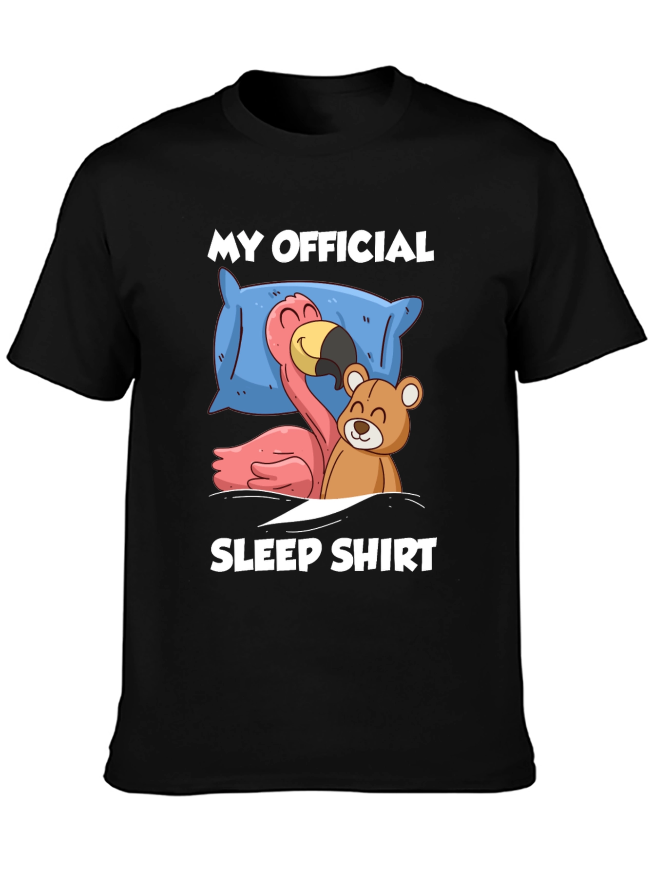 Funny Sleep Shirt: Flamingo & Teddy Bear Graphic Tee