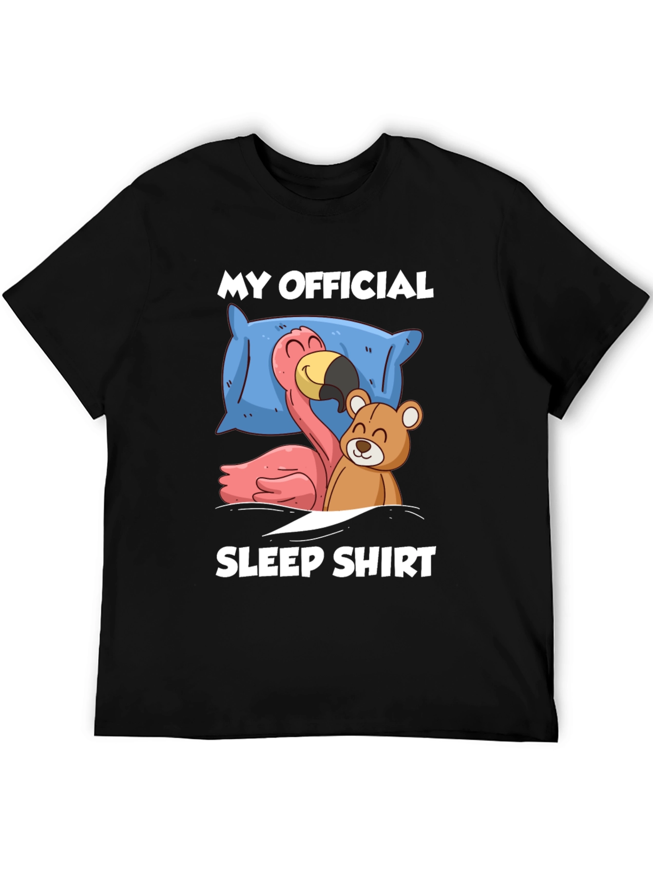 Funny Sleep Shirt: Flamingo & Teddy Bear Graphic Tee