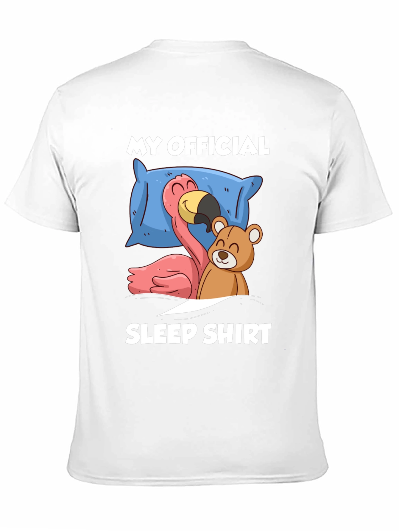 Funny Sleep Shirt: Flamingo & Teddy Bear Graphic Tee
