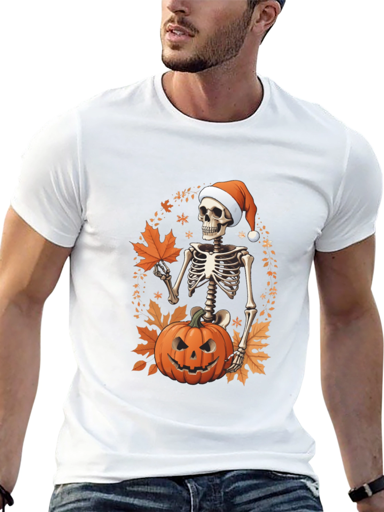 Festive Skeleton Pumpkin Holiday T-Shirt