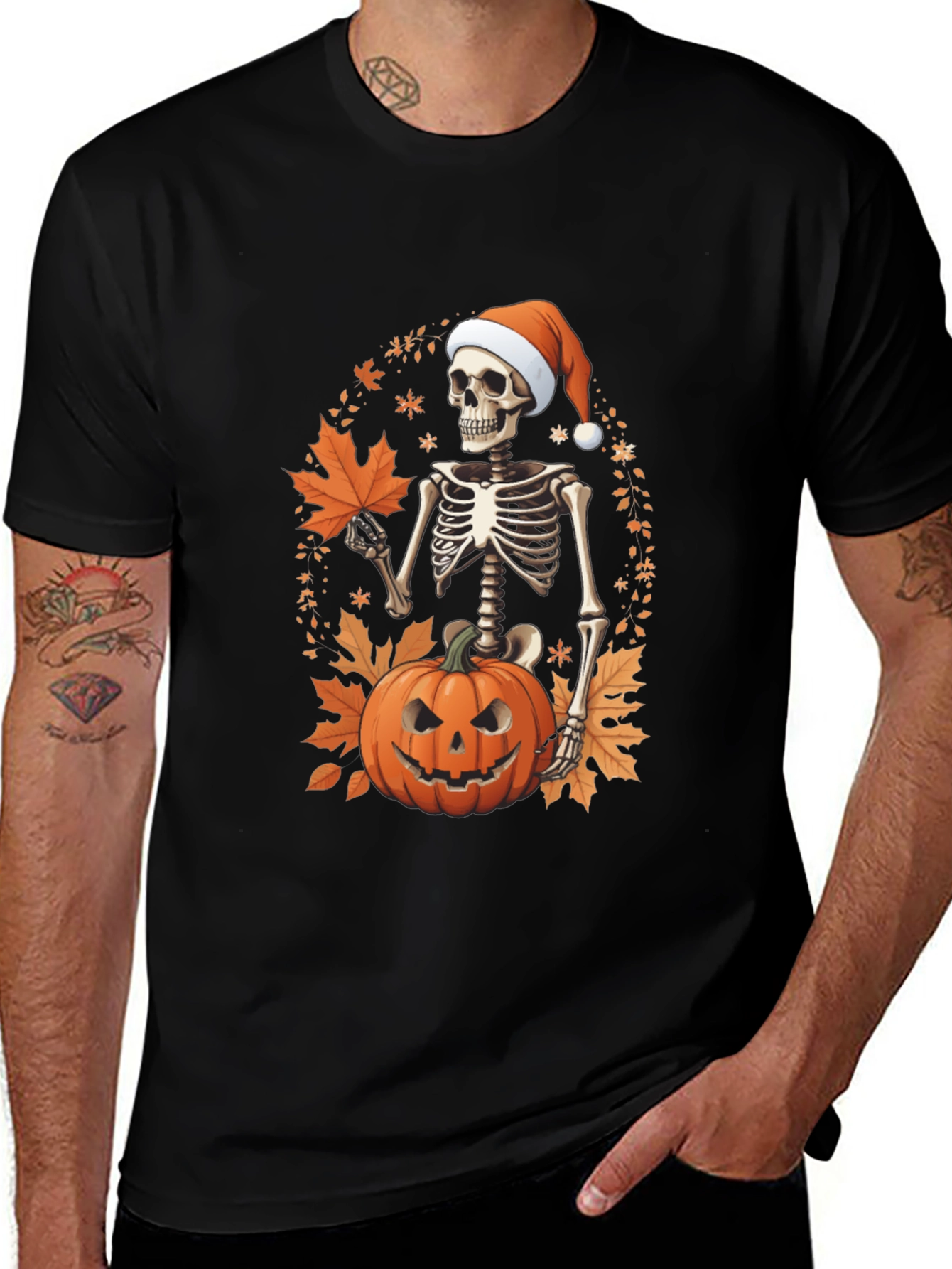 Festive Skeleton Pumpkin Holiday T-Shirt