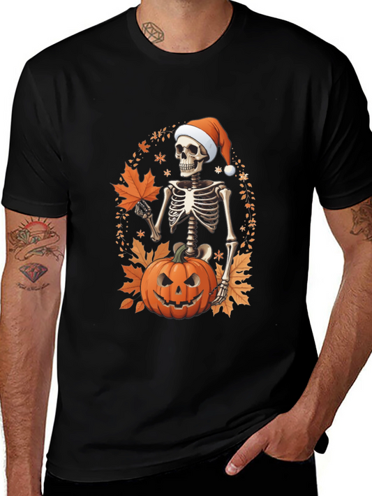 Festive Skeleton Pumpkin Holiday T-Shirt