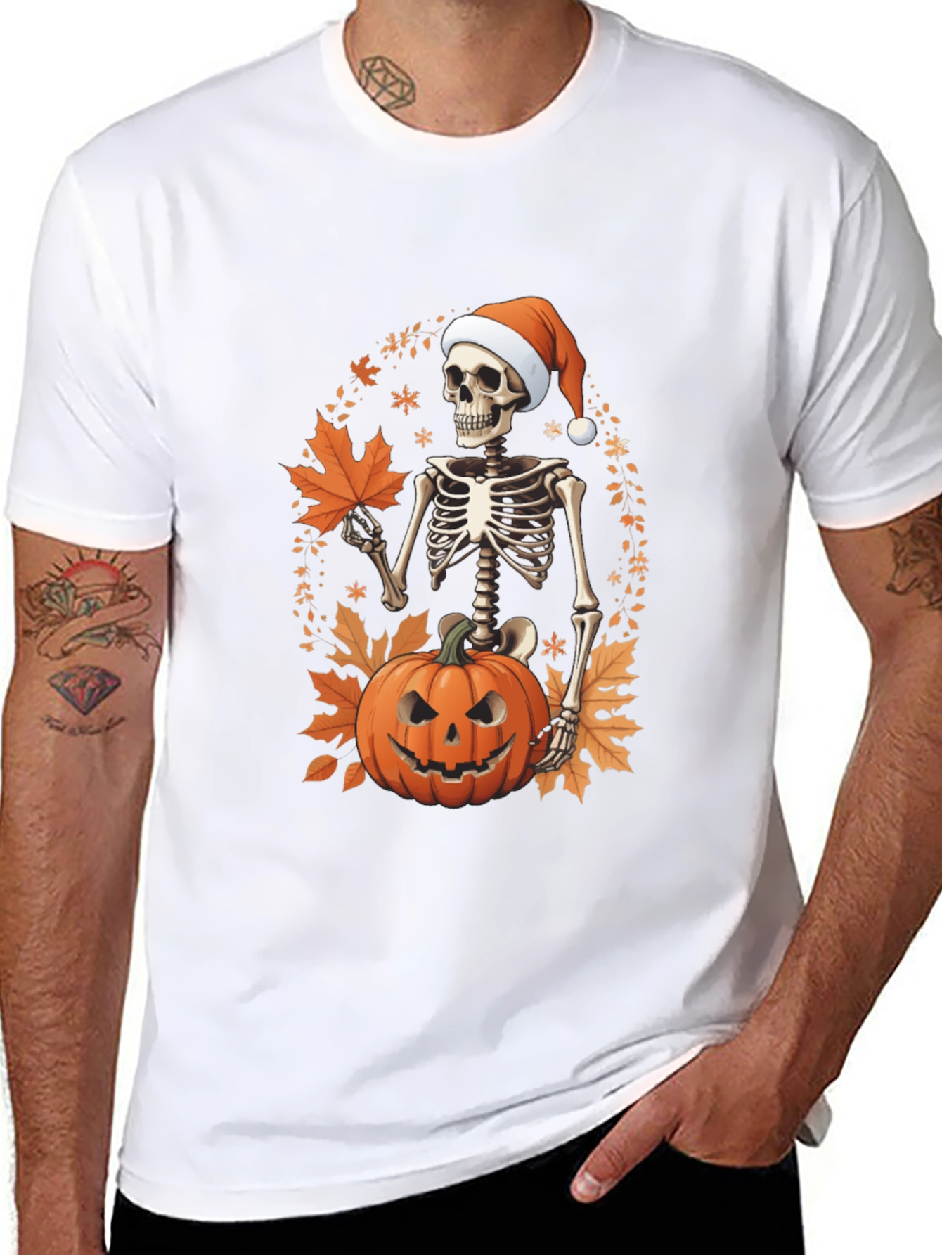 Festive Skeleton Pumpkin Holiday T-Shirt