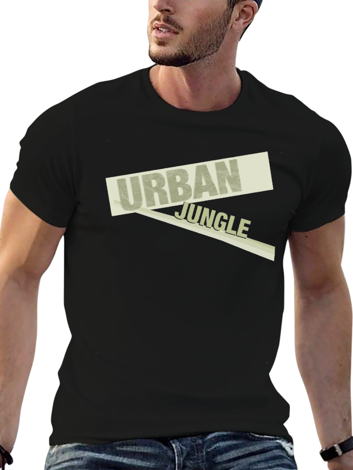Urban Jungle Graphic Tee - Soft Black Cotton T-Shirt