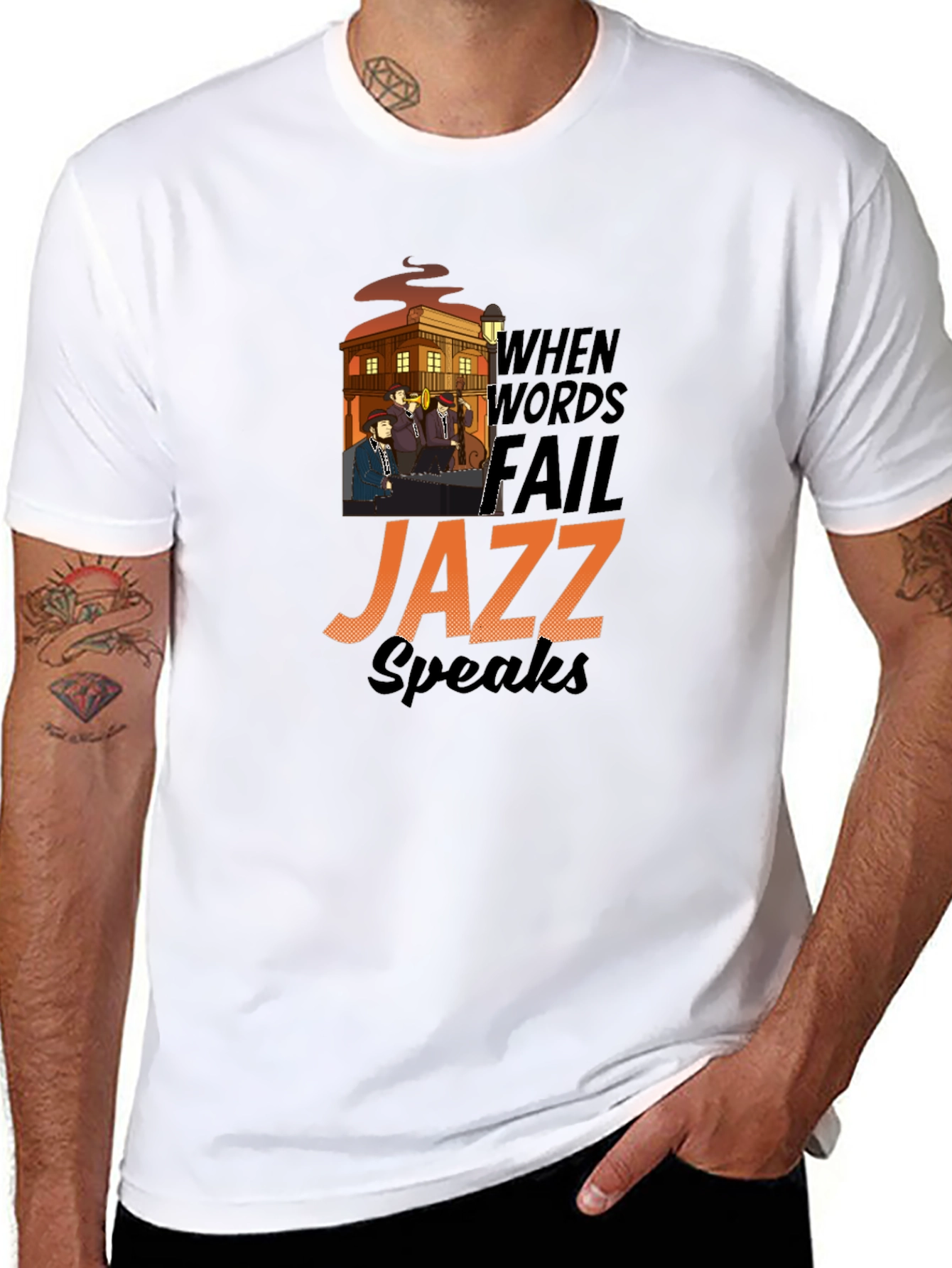 When Words Fail Jazz Speaks Graphic T-Shirt