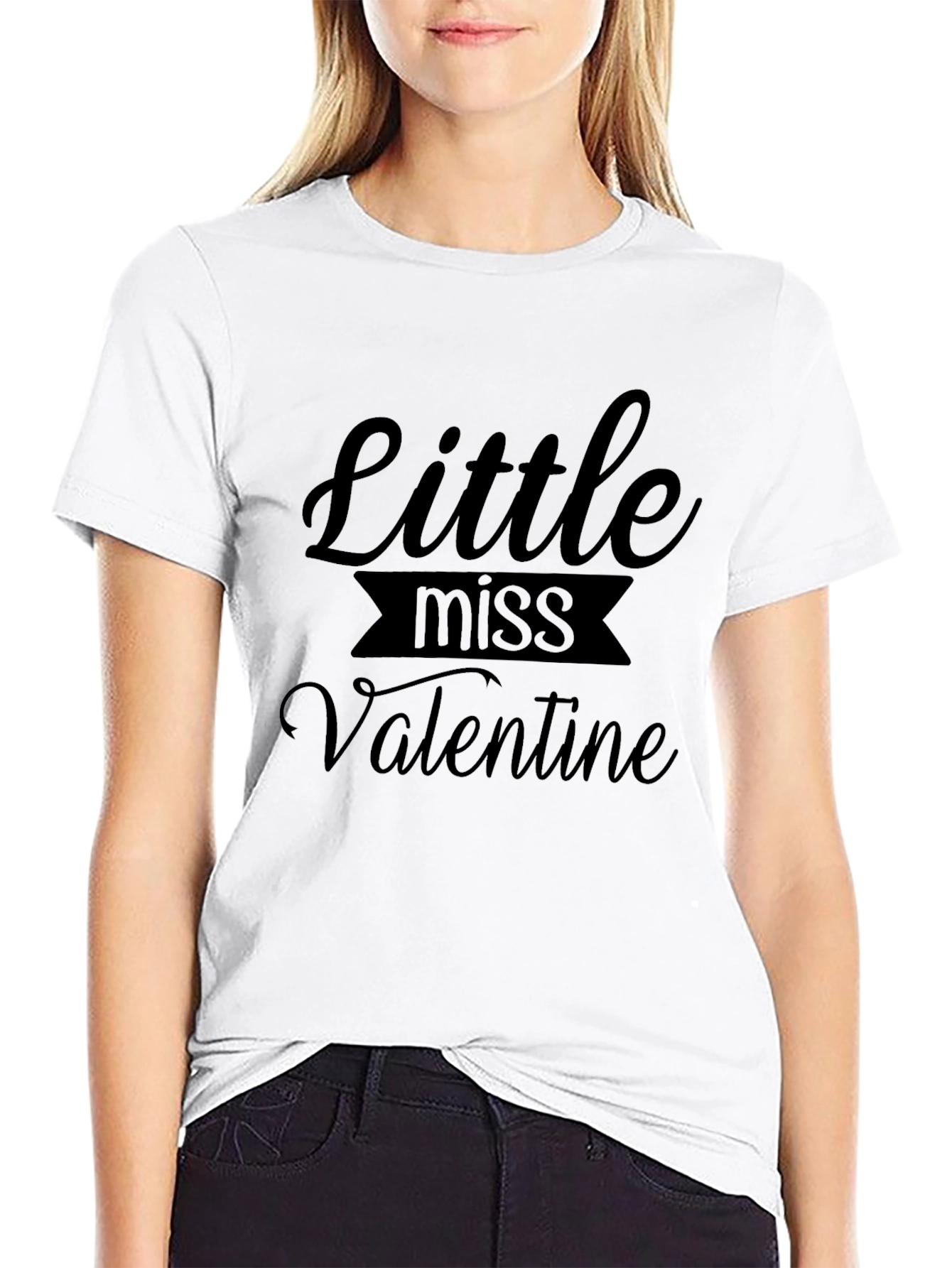 Little Miss Valentine Graphic Black T-Shirt