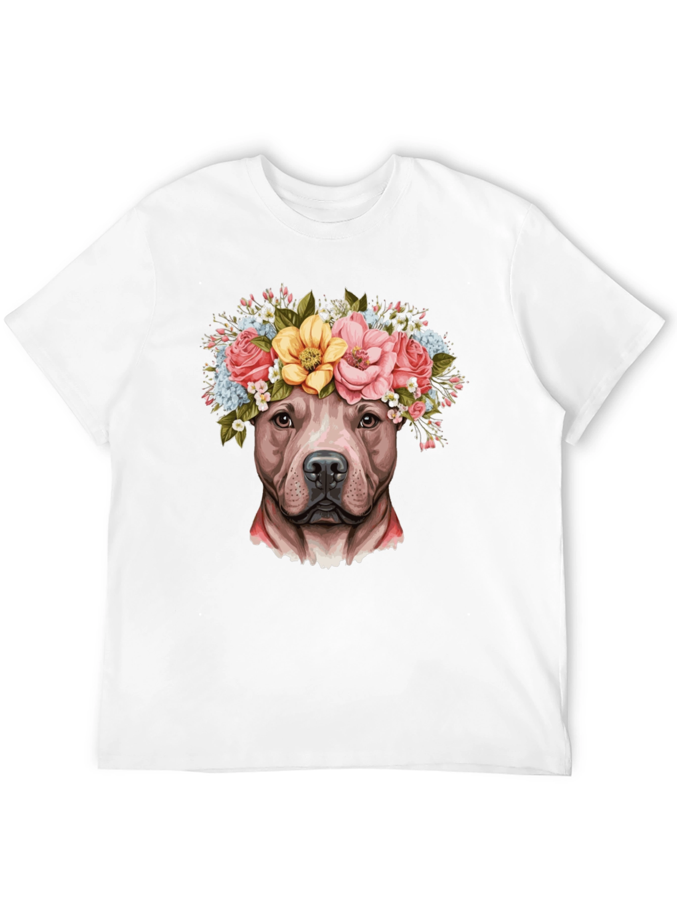 Pitbull Dog with Flower Crown T-Shirt