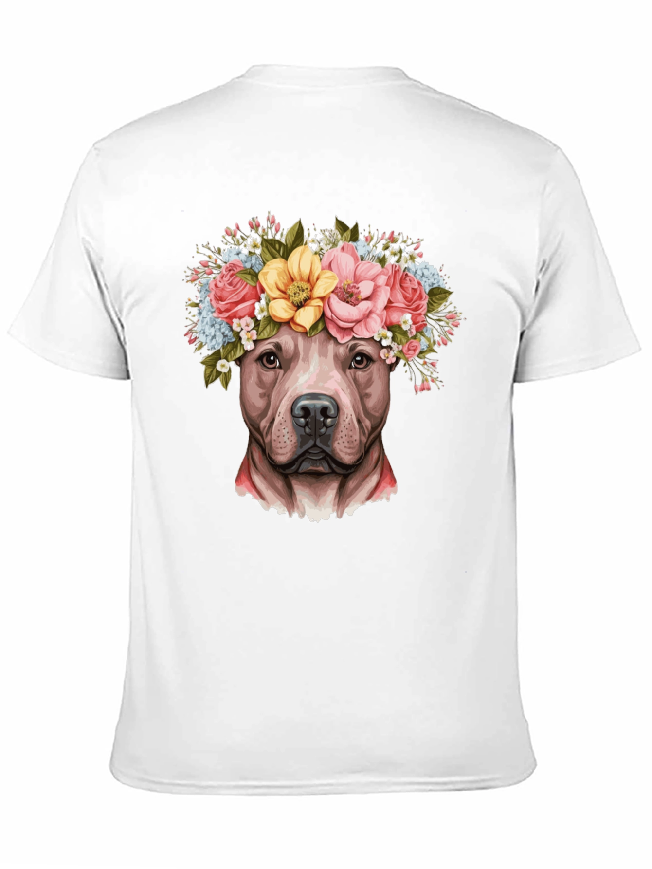 Pitbull Dog with Flower Crown T-Shirt