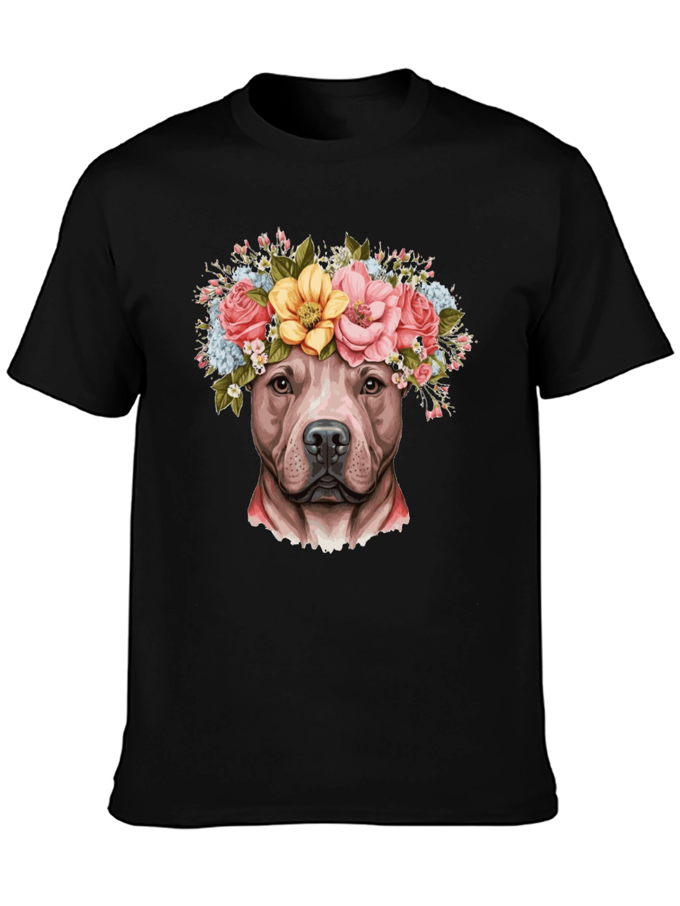 Pitbull Dog with Flower Crown T-Shirt