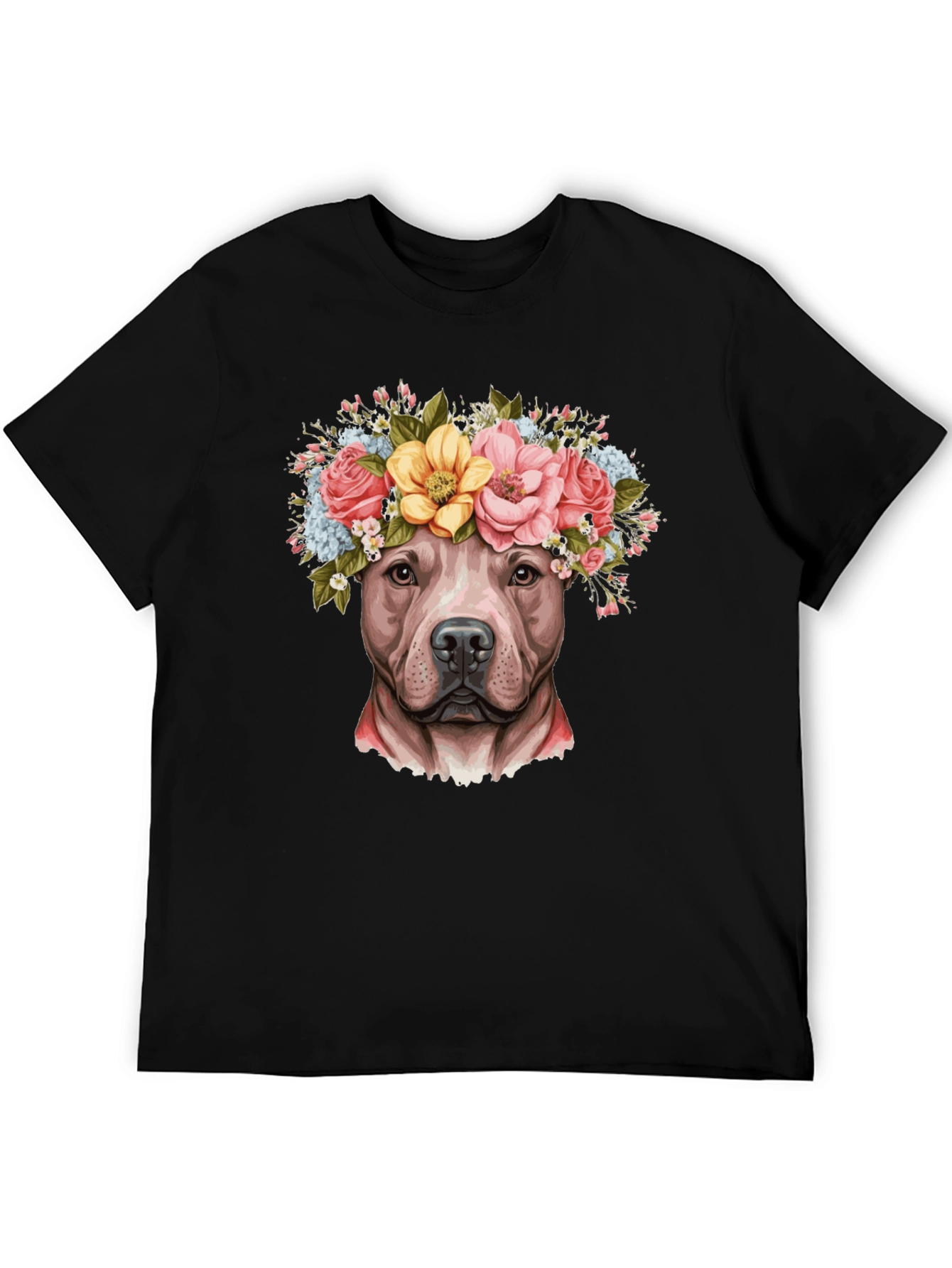 Pitbull Dog with Flower Crown T-Shirt