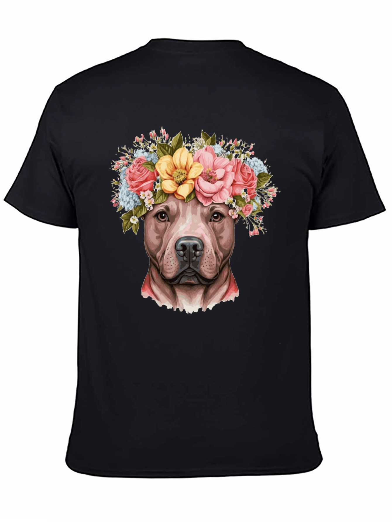 Pitbull Dog with Flower Crown T-Shirt