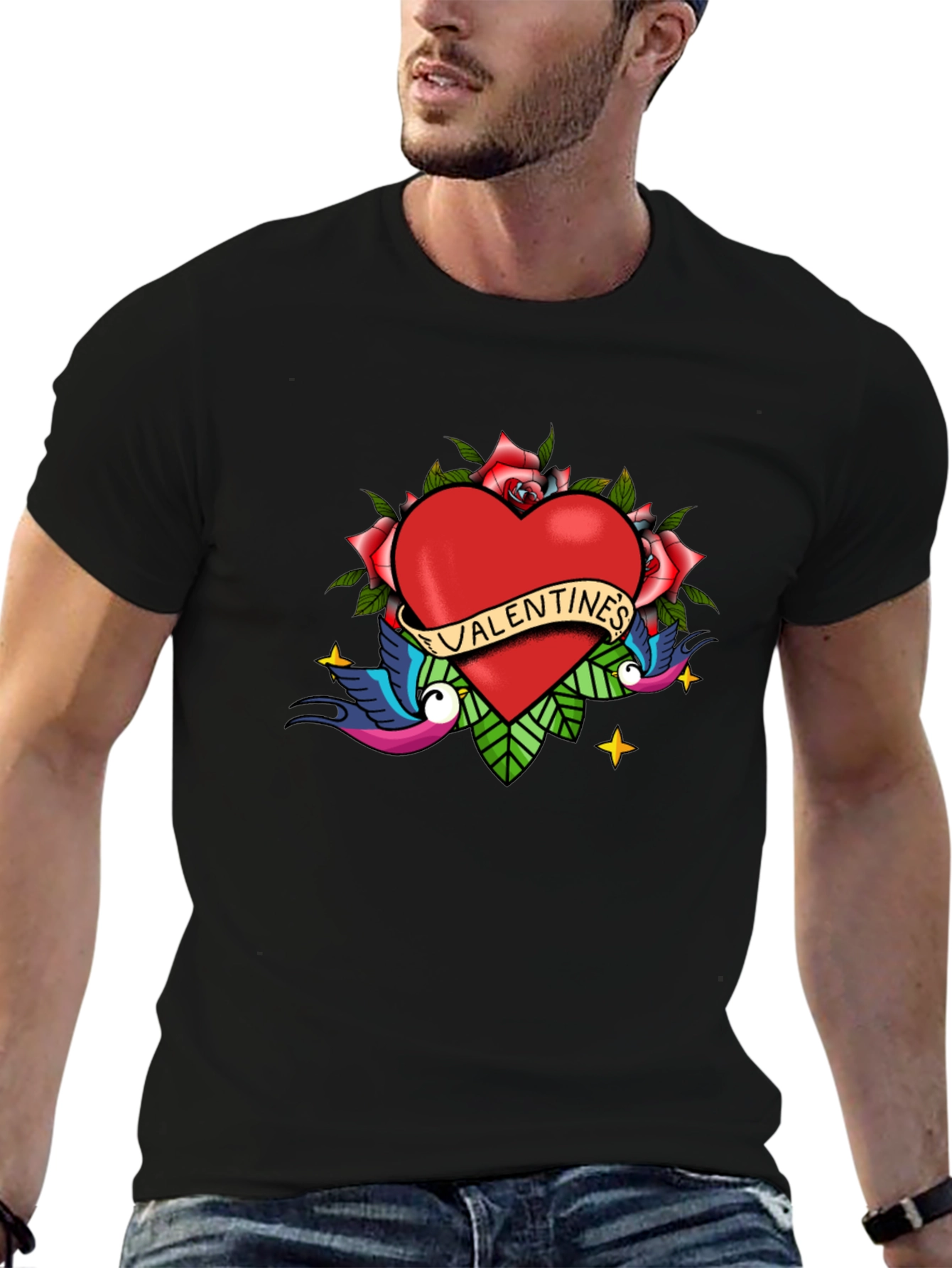 Valentines Day Tattoo Style Graphic Tee