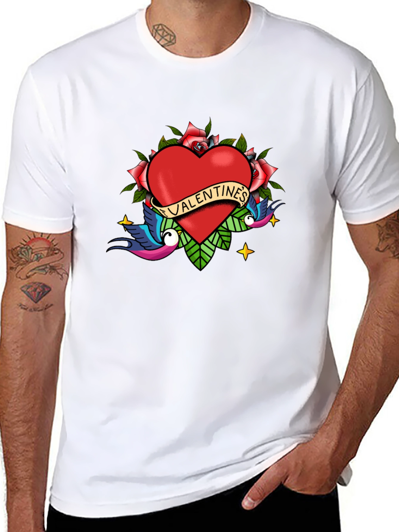 Valentines Day Tattoo Style Graphic Tee