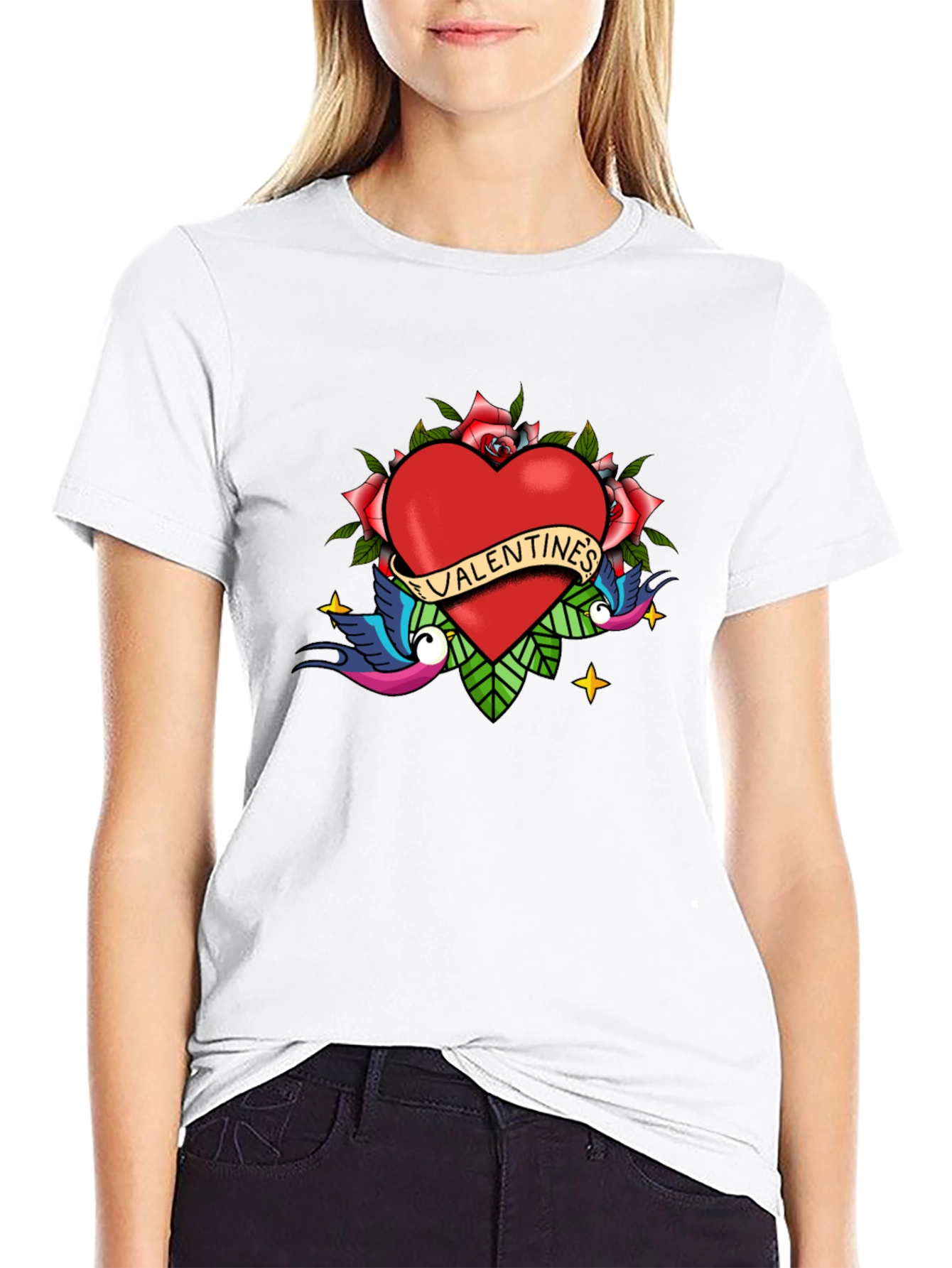Valentines Day Tattoo Style Graphic Tee