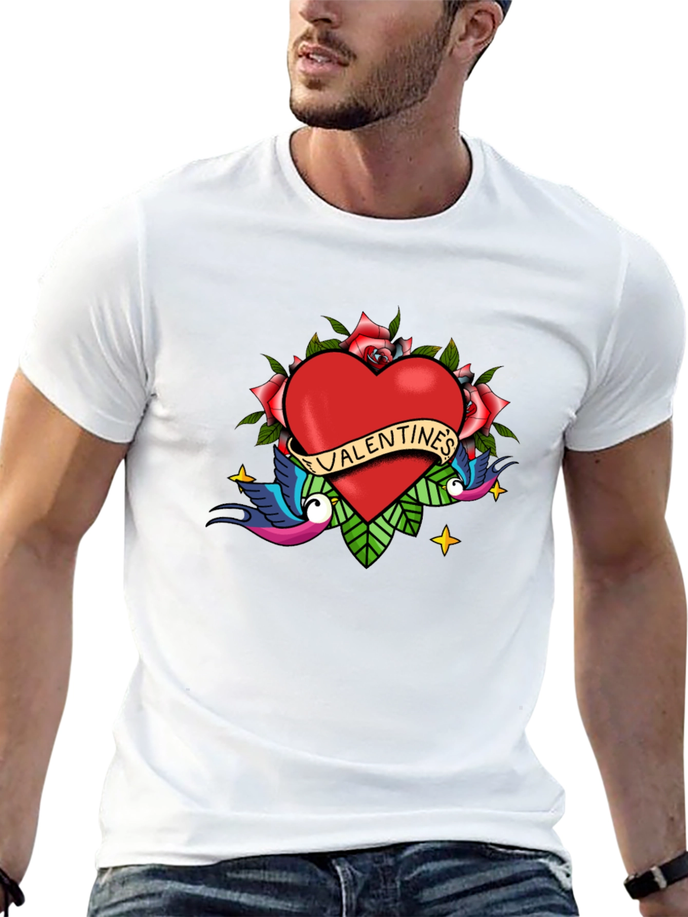 Valentines Day Tattoo Style Graphic Tee