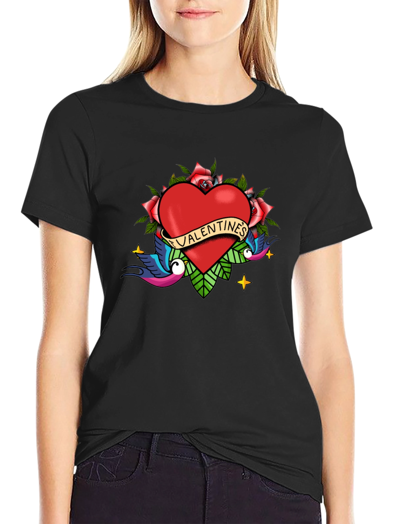 Valentines Day Tattoo Style Graphic Tee