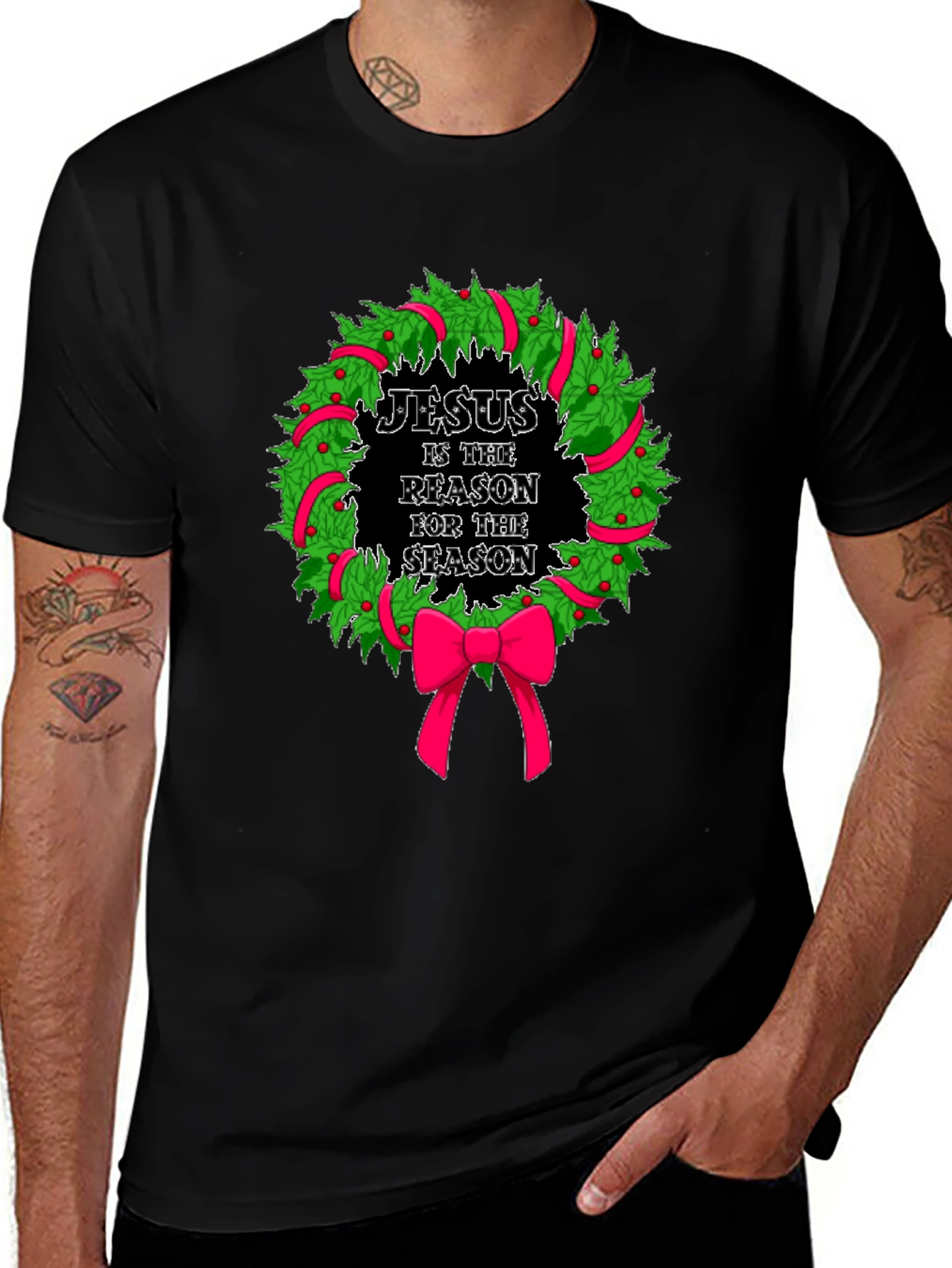 Jesus is the Reason Christmas Wreath T-Shirt