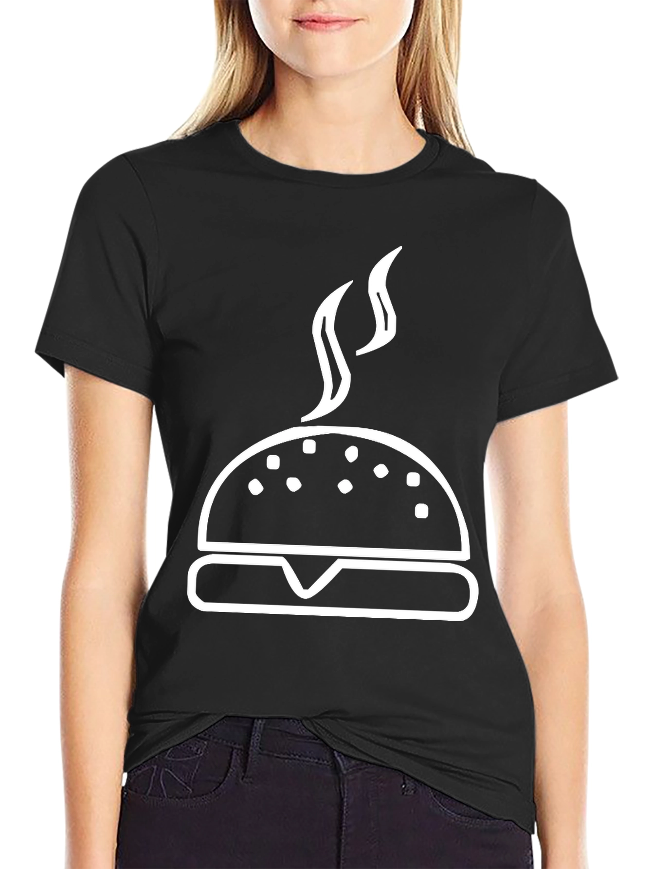 Burger Graphic Tee - Black Cotton T-Shirt