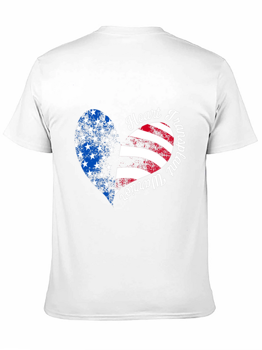 Heart Transplant Warrior USA Flag Graphic T-Shirt