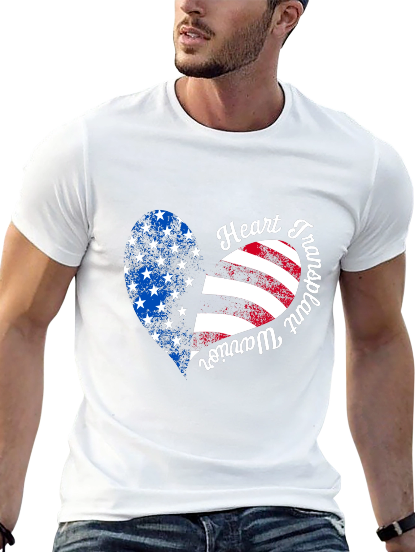 Heart Transplant Warrior USA Flag Graphic T-Shirt
