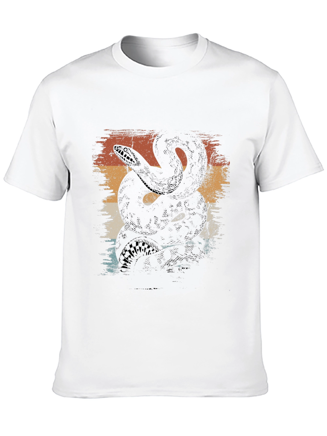 Retro Snake Graphic Tee - Black Cotton T-Shirt