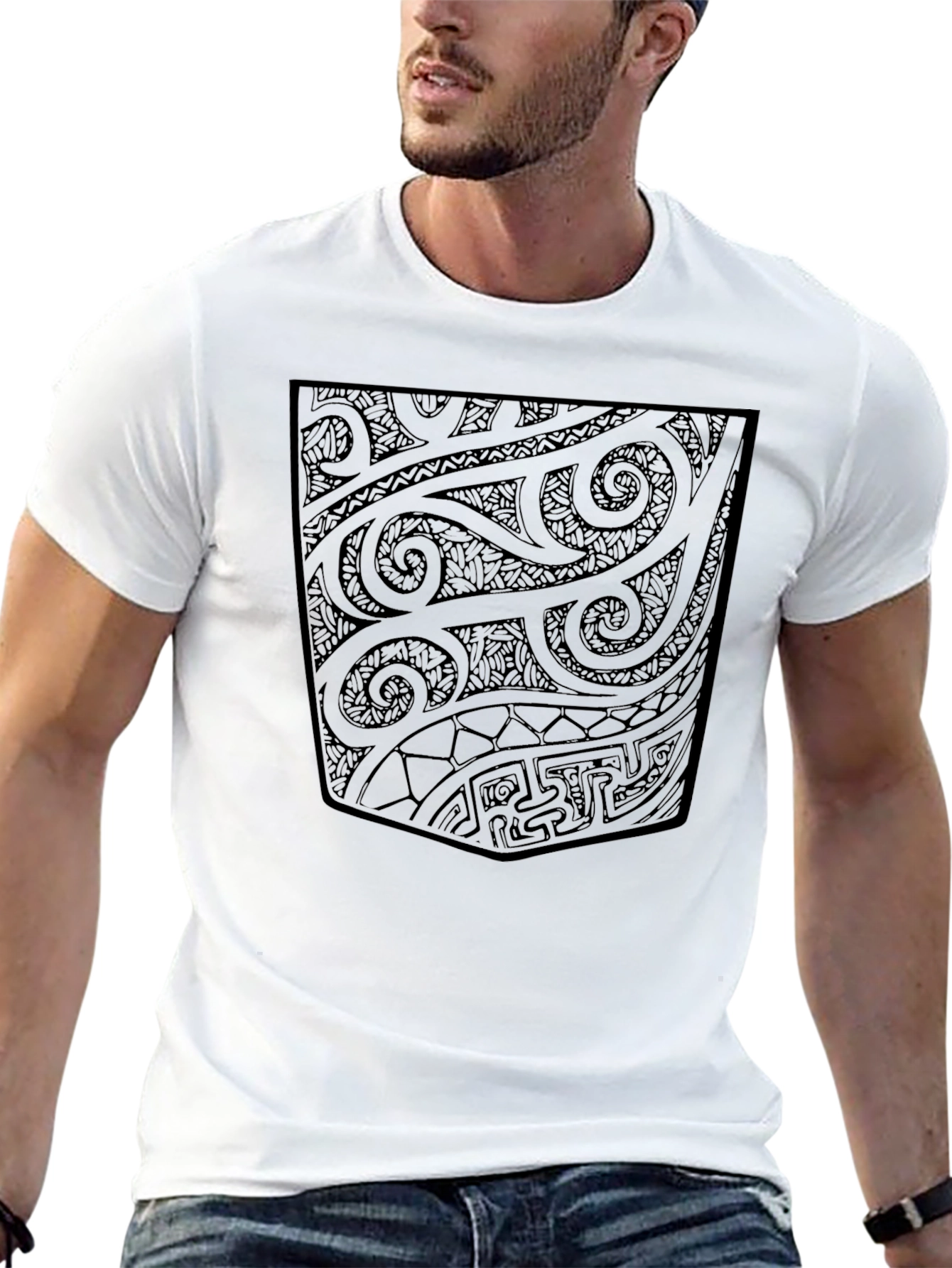 Stylish Black Tribal Pattern Tee