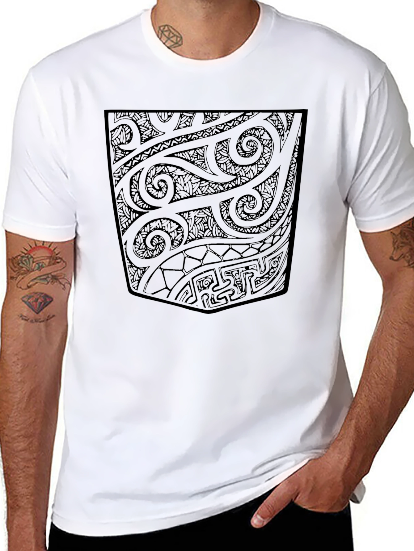 Stylish Black Tribal Pattern Tee