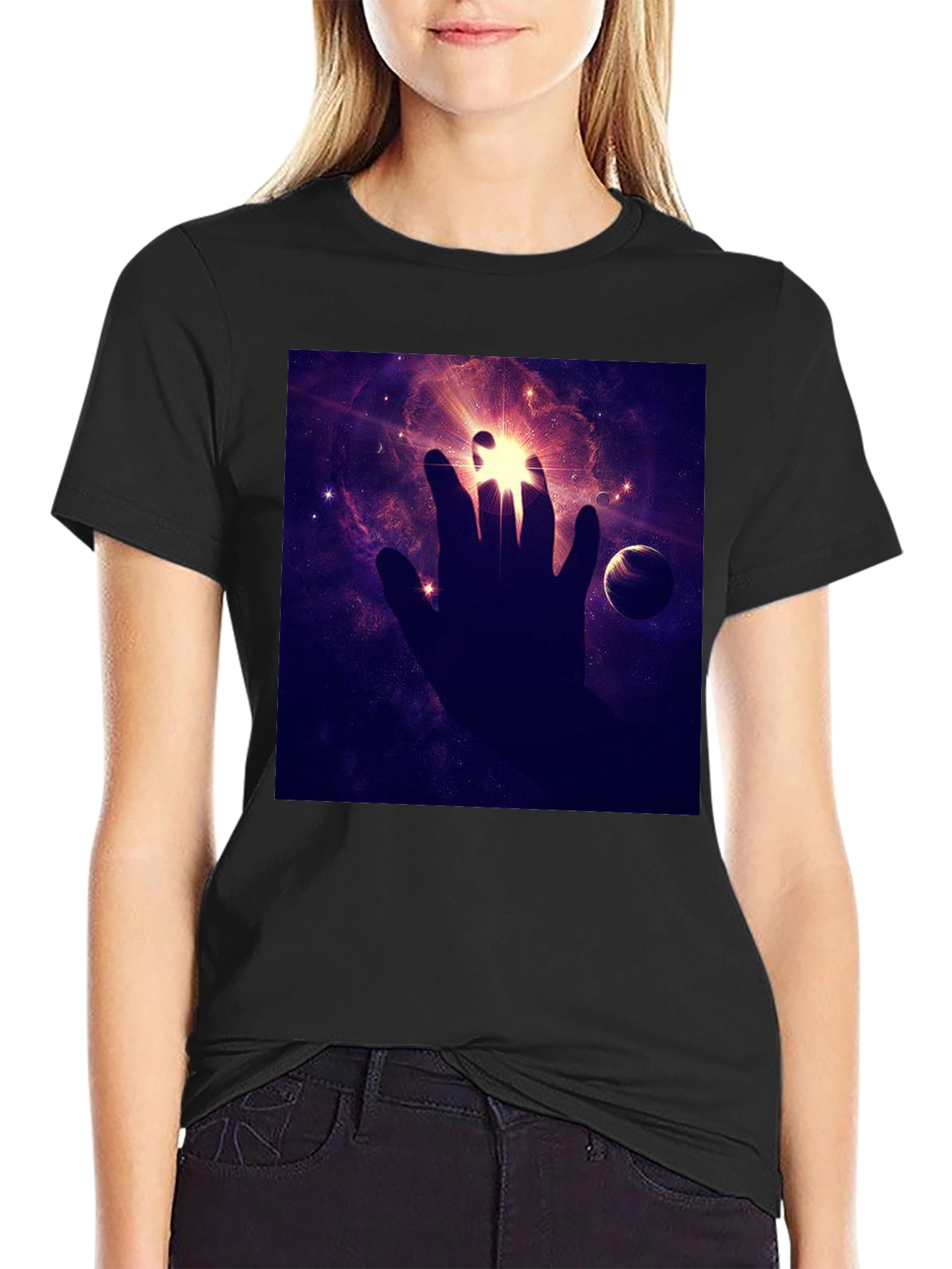 Cosmic Hand Graphic Tee - Black