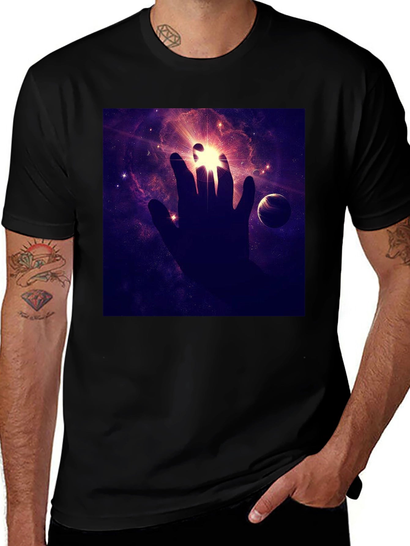 Cosmic Hand Graphic Tee - Black