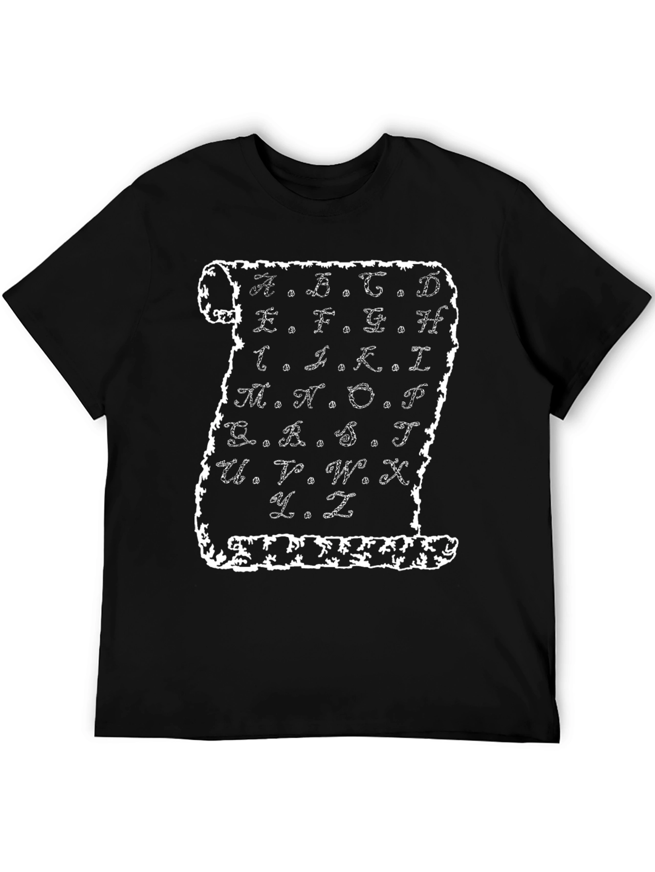Alphabet Scroll Graphic Tee - Black Cotton T-Shirt