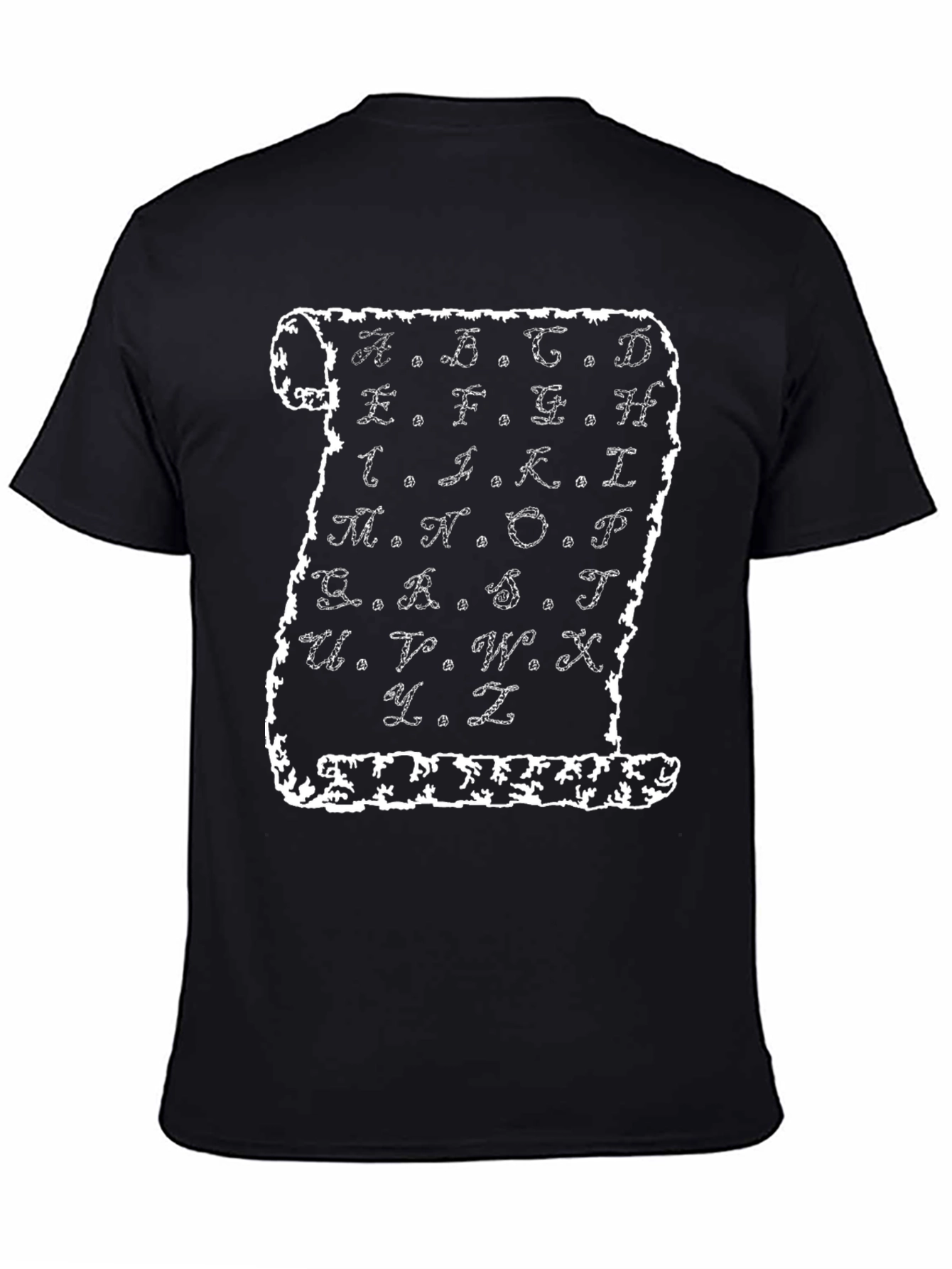Alphabet Scroll Graphic Tee - Black Cotton T-Shirt