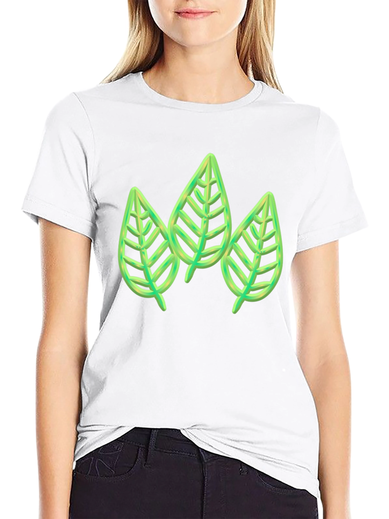 Green Leaf Trio Graphic Tee - Stylish & Unique