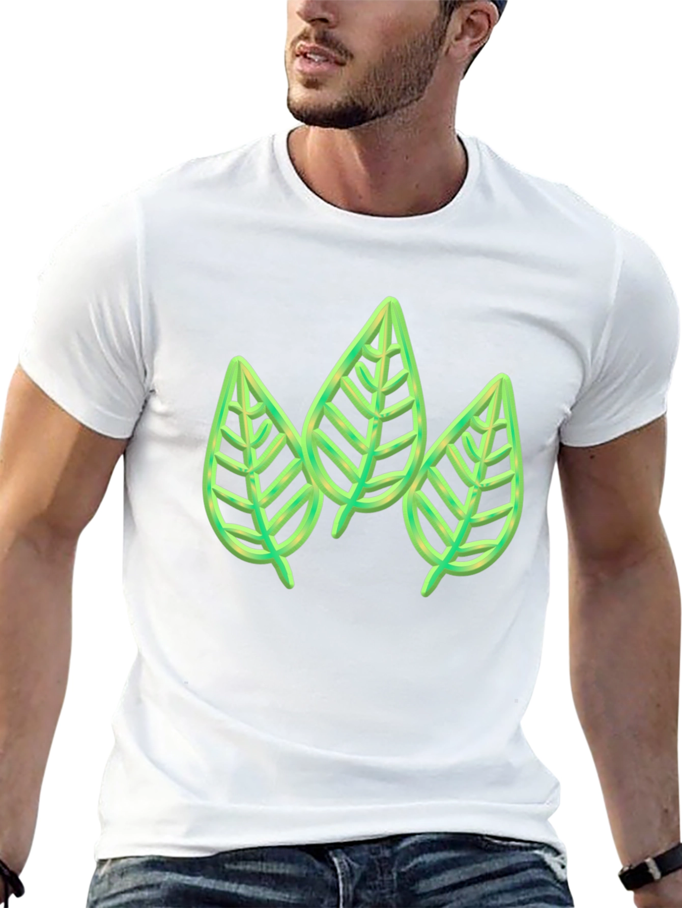 Green Leaf Trio Graphic Tee - Stylish & Unique