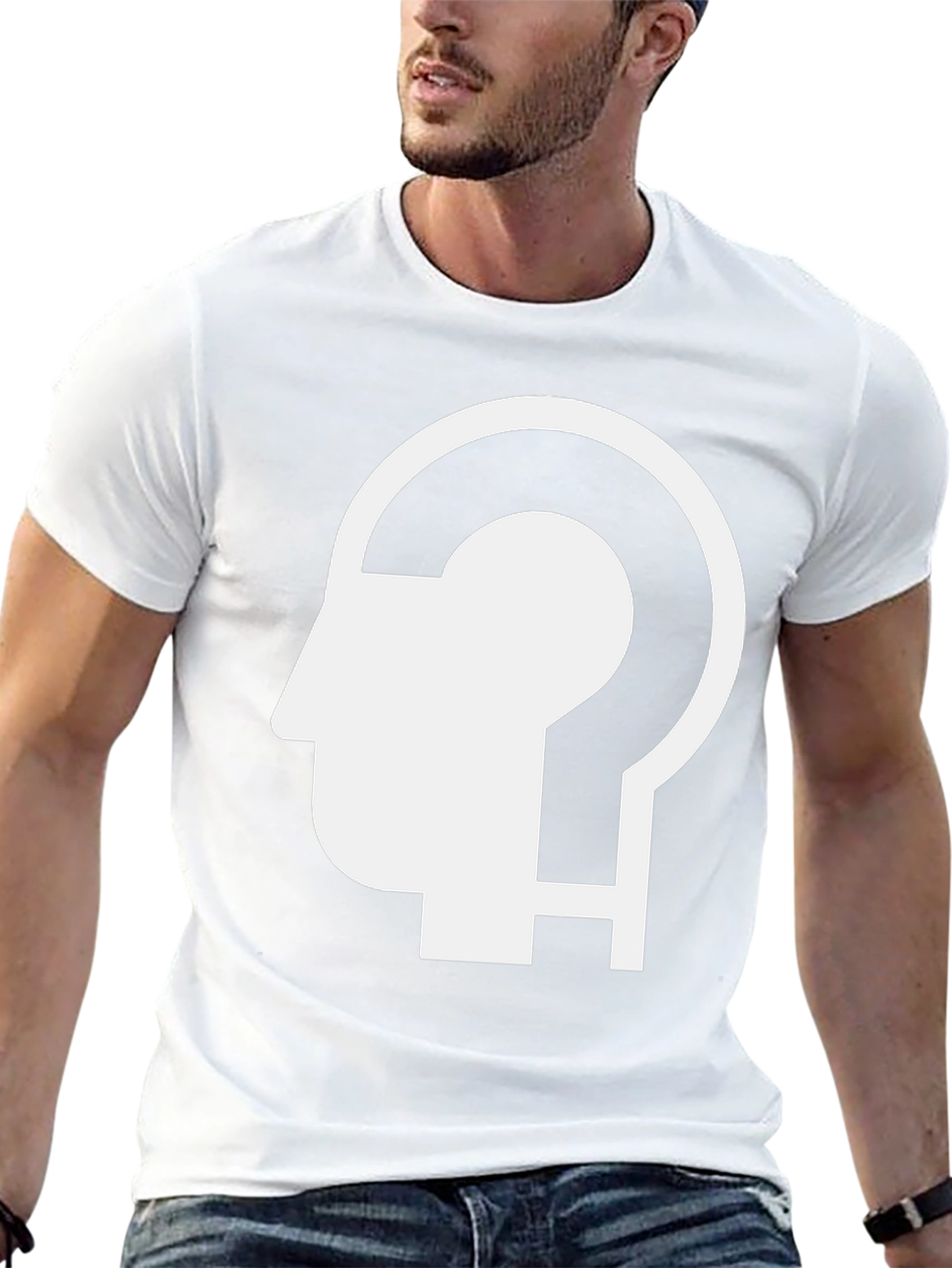 Abstract Question Mark Head Graphic T-Shirt