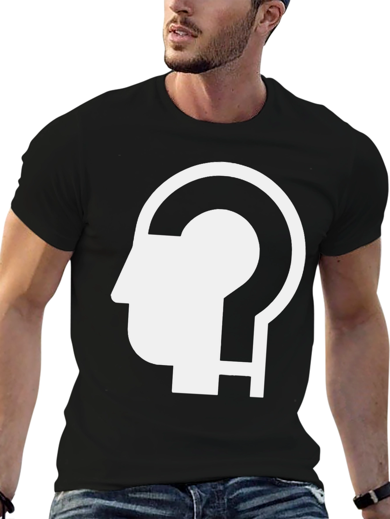 Abstract Question Mark Head Graphic T-Shirt