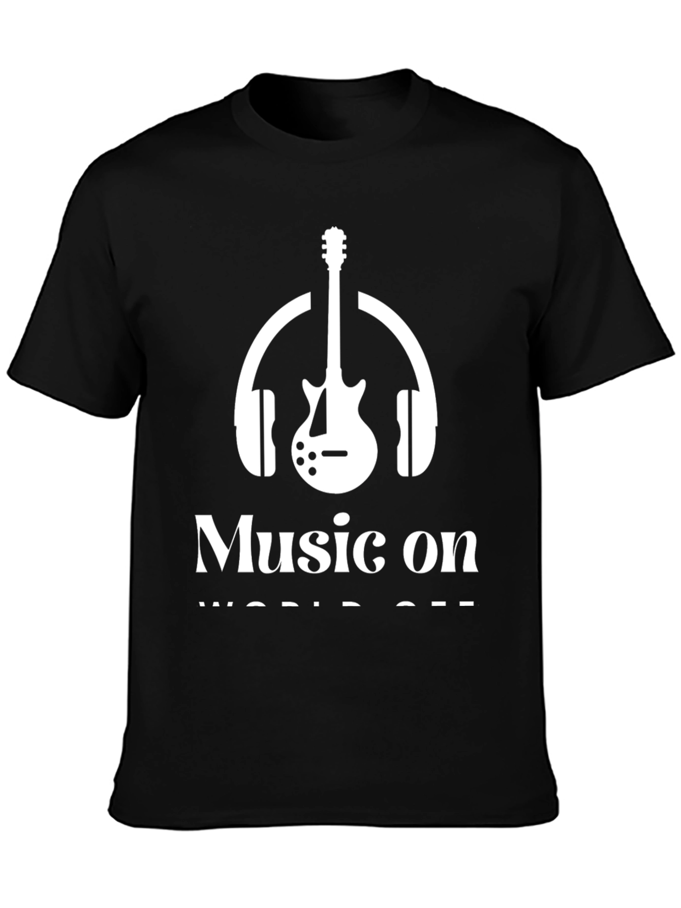 Music On World Off Graphic Tee - Black
