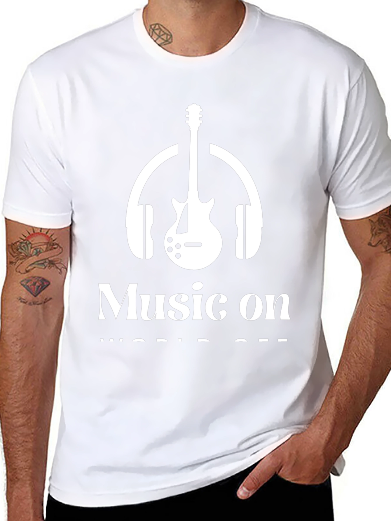 Music On World Off Graphic Tee - Black