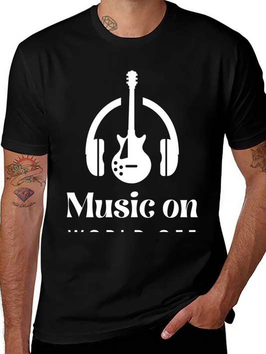 Music On World Off Graphic Tee - Black