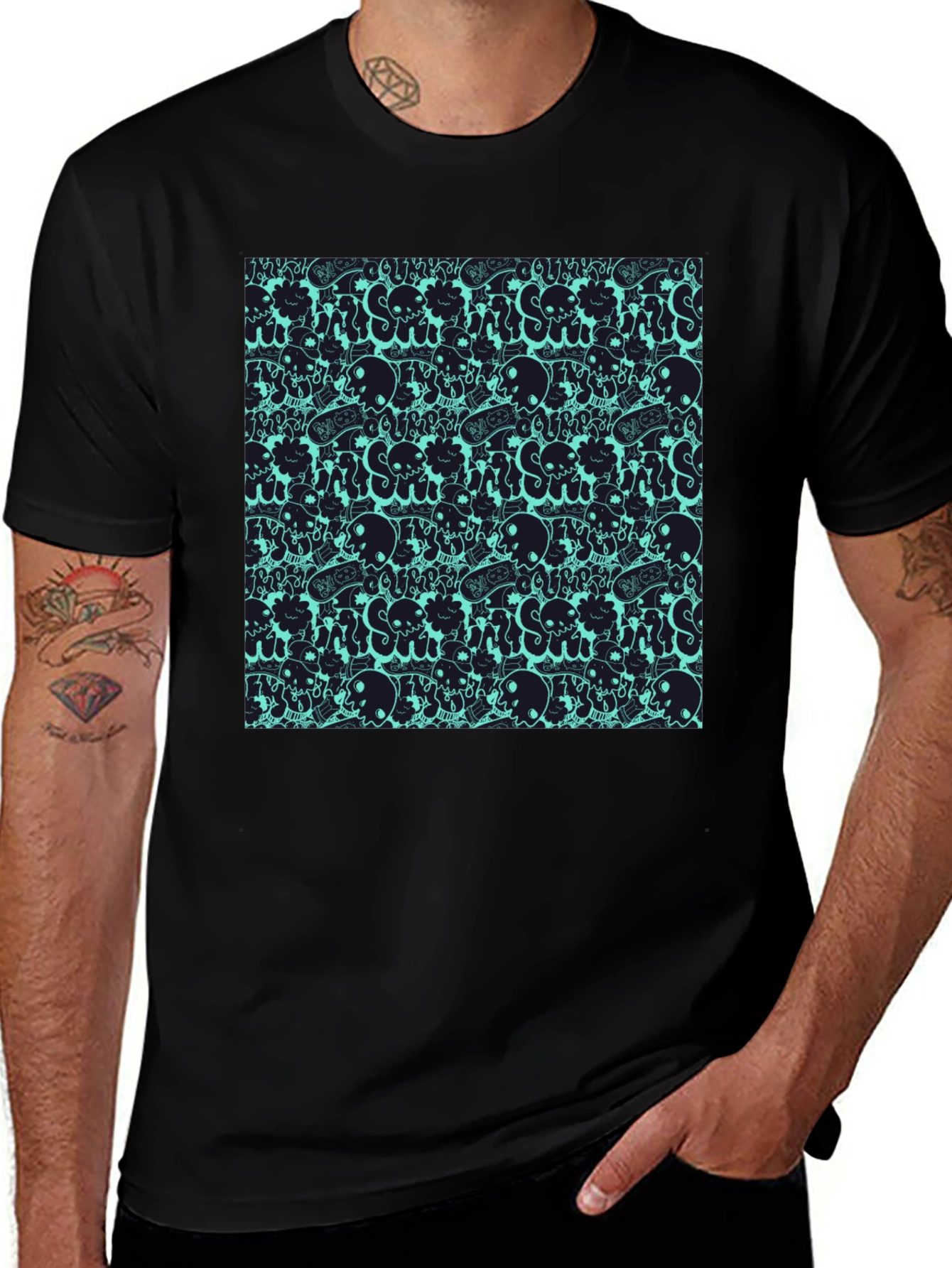 Skull Pattern Black T-Shirt