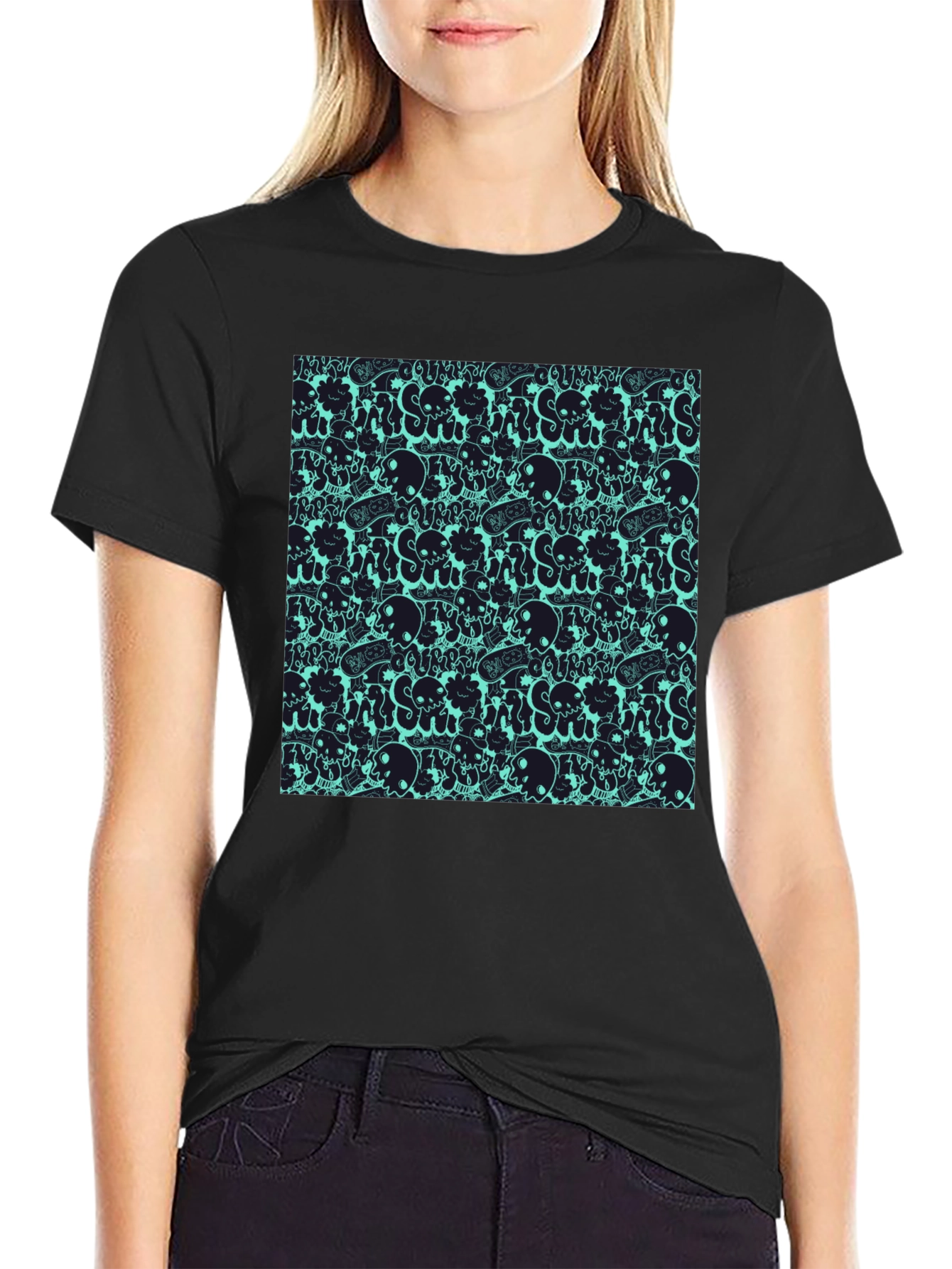 Skull Pattern Black T-Shirt