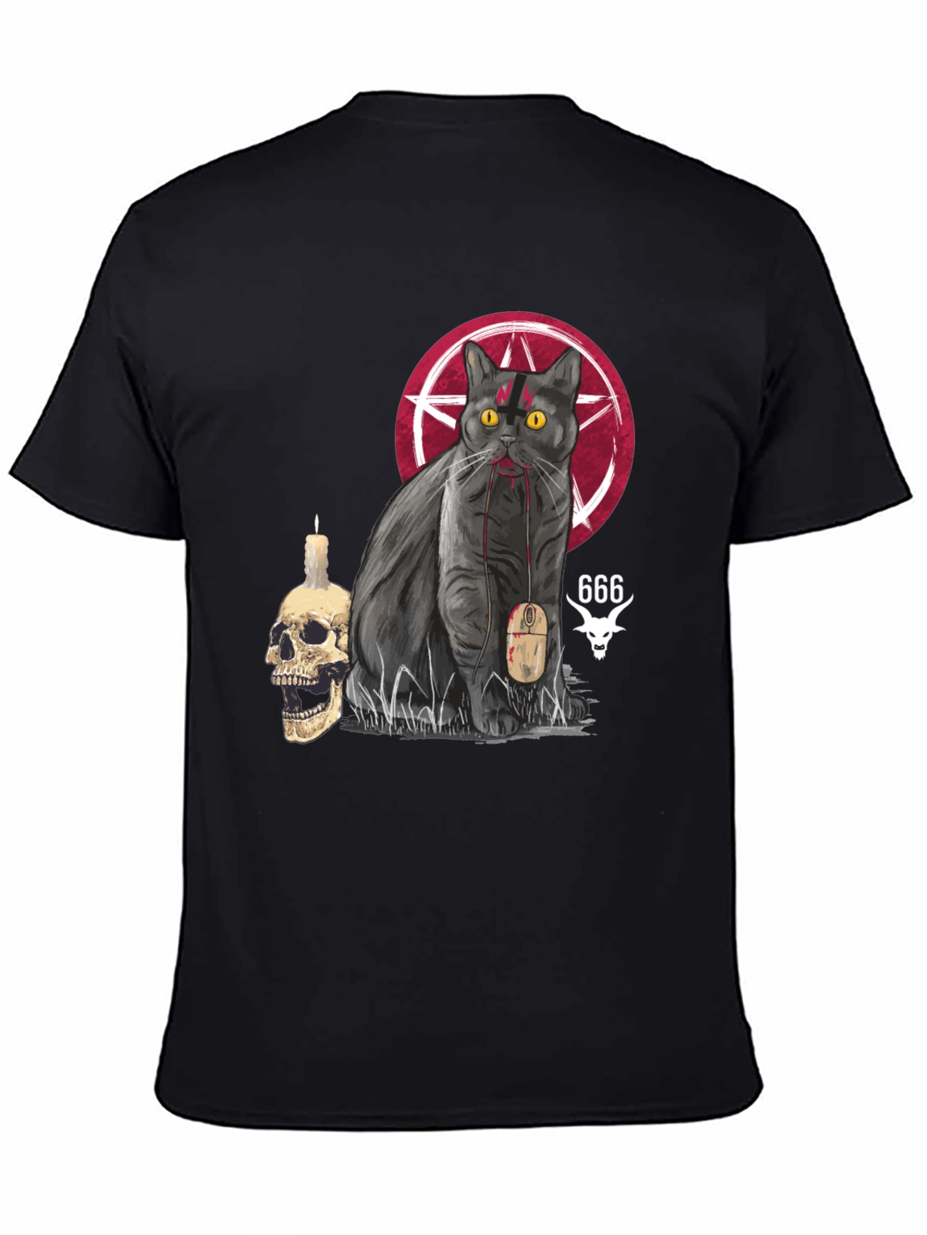 Gothic Cat Graphic Tee - Dark Humor T-Shirt