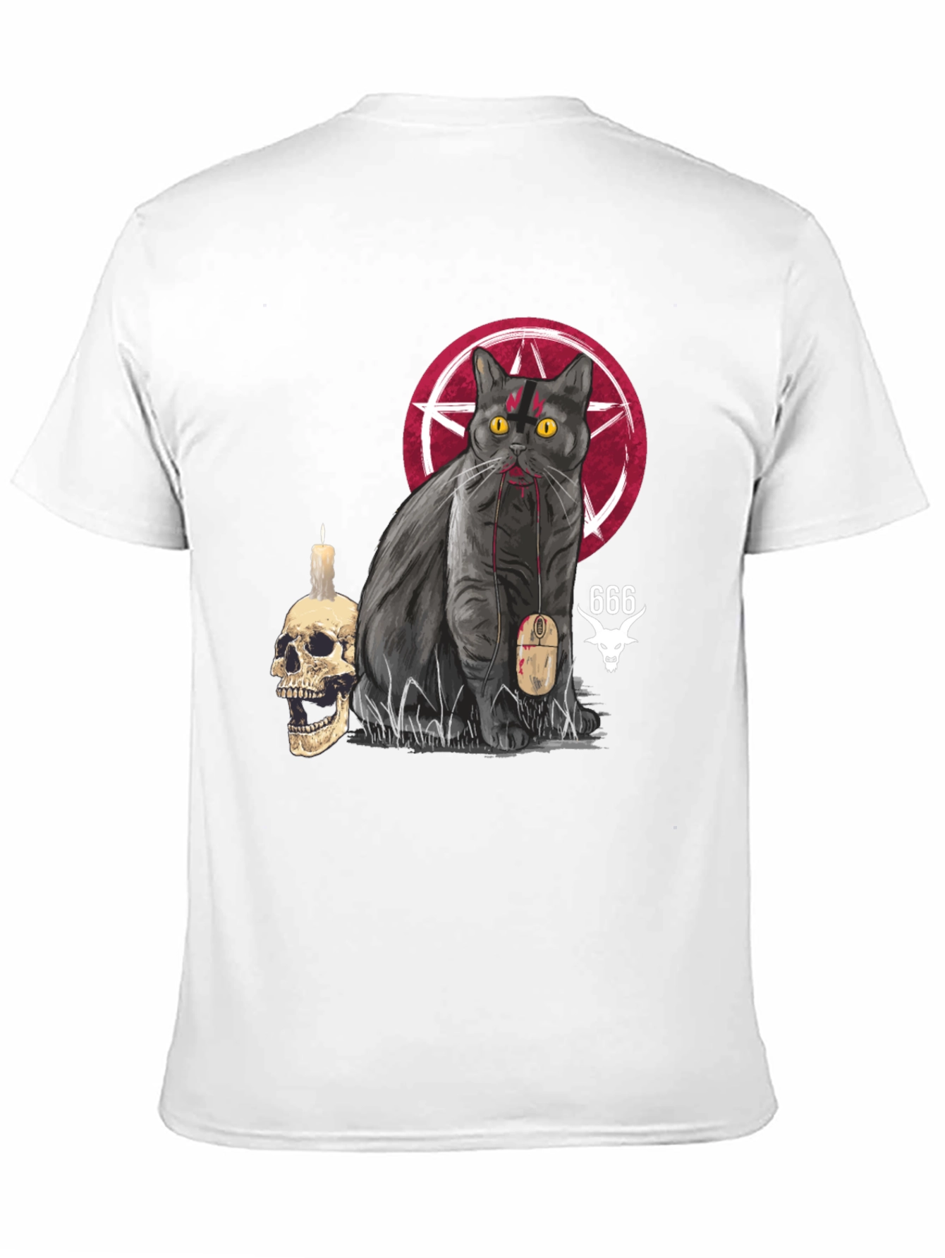 Gothic Cat Graphic Tee - Dark Humor T-Shirt