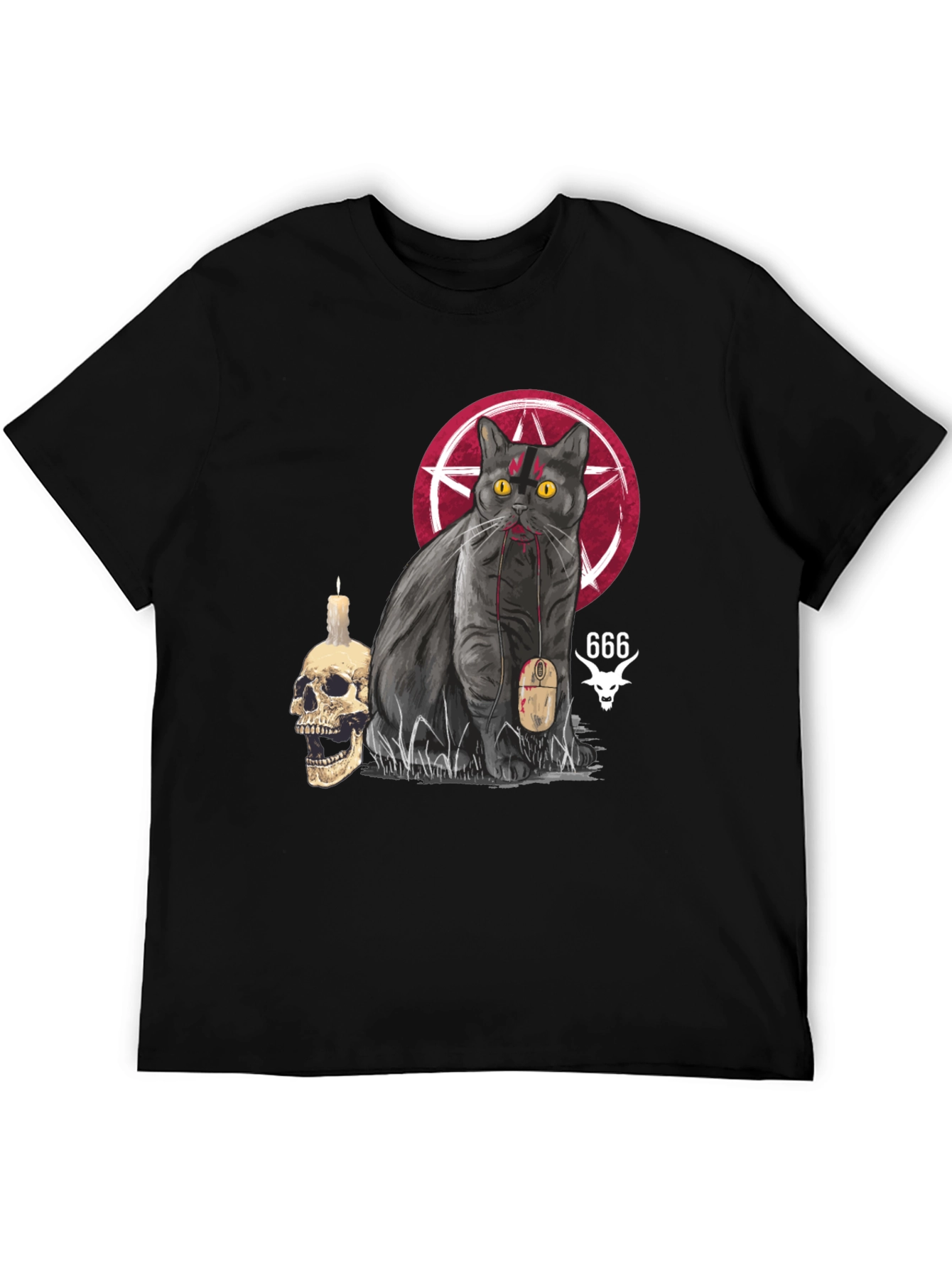 Gothic Cat Graphic Tee - Dark Humor T-Shirt