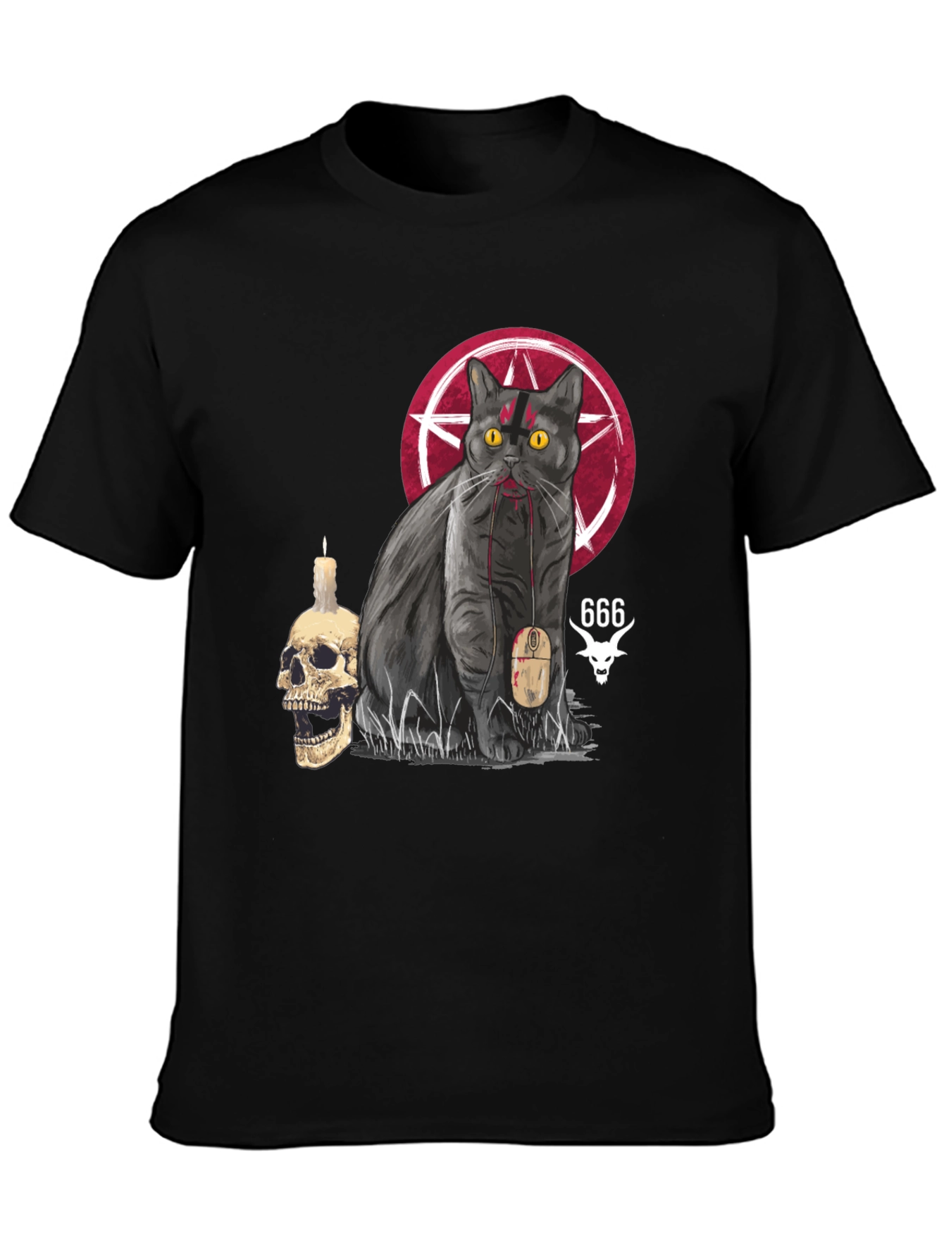Gothic Cat Graphic Tee - Dark Humor T-Shirt