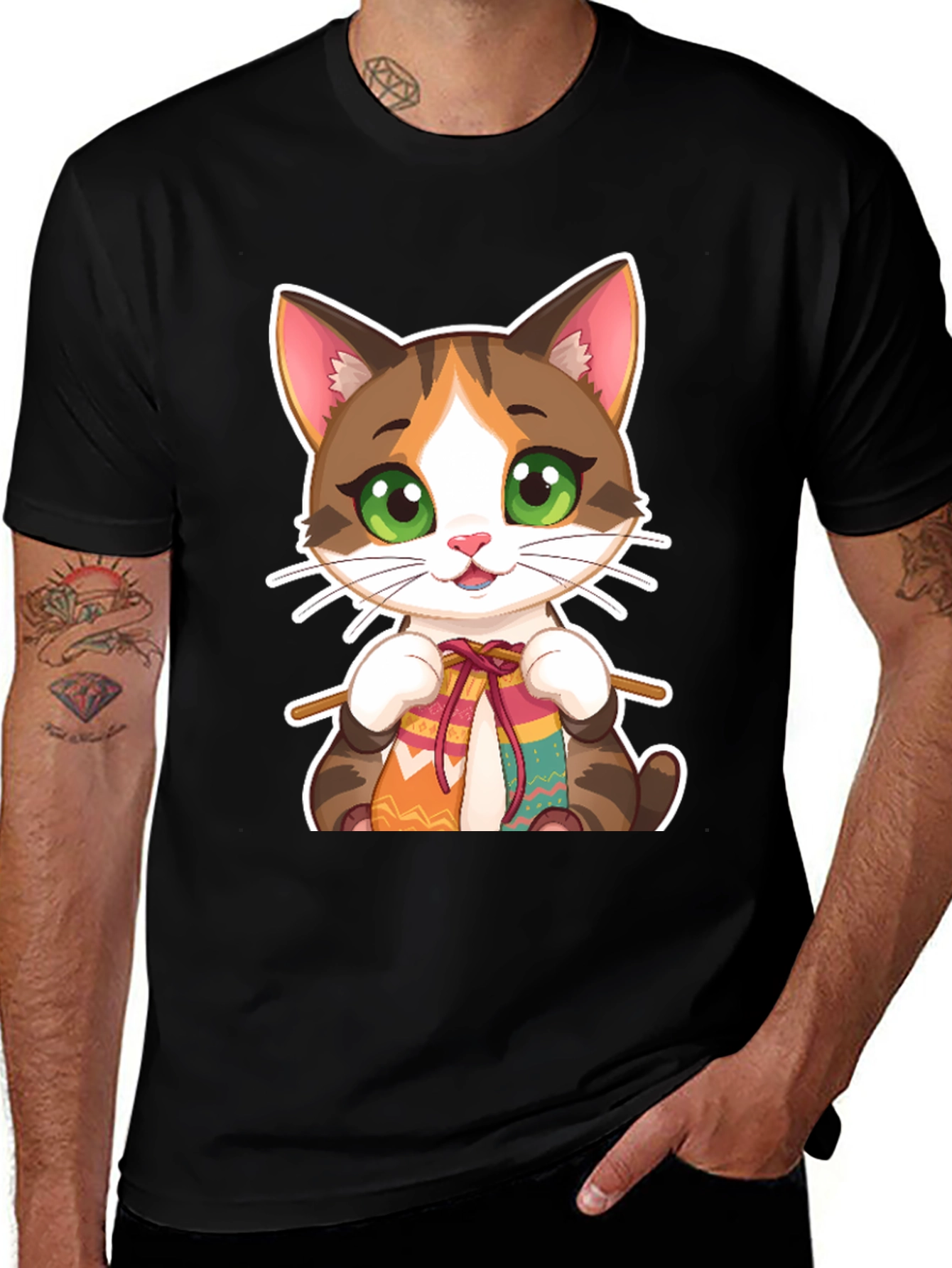 Cute Cat Knitting T-Shirt
