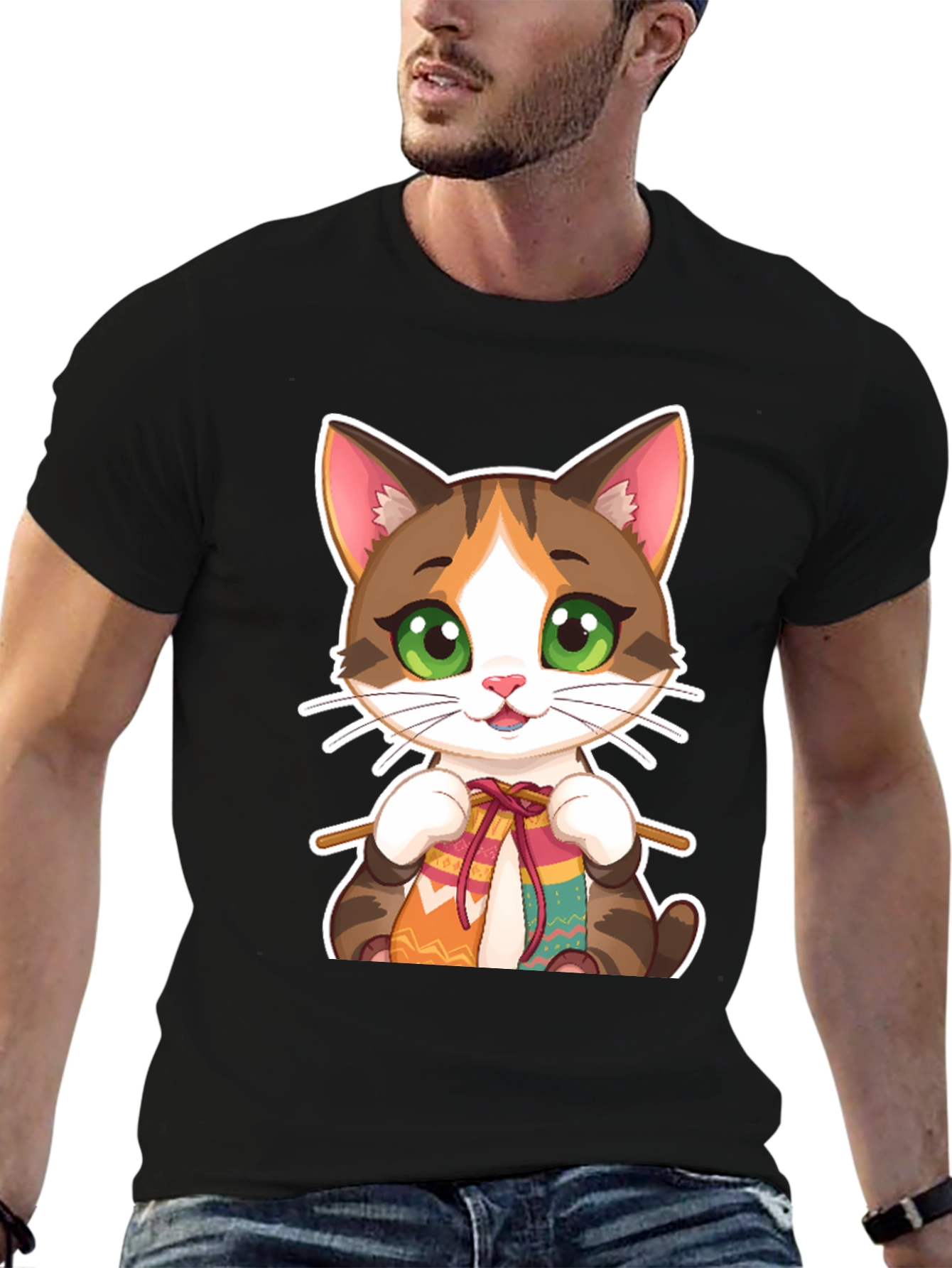 Cute Cat Knitting T-Shirt