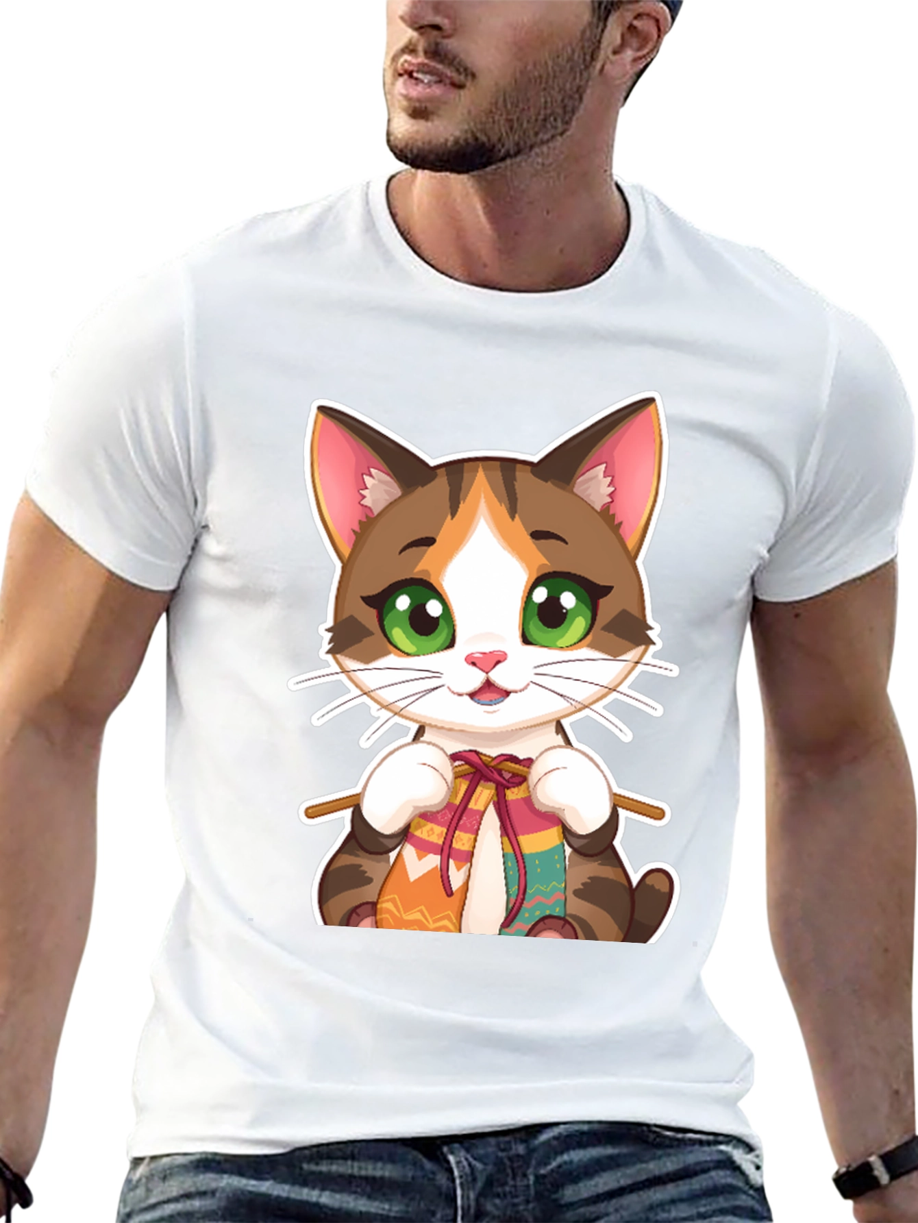 Cute Cat Knitting T-Shirt