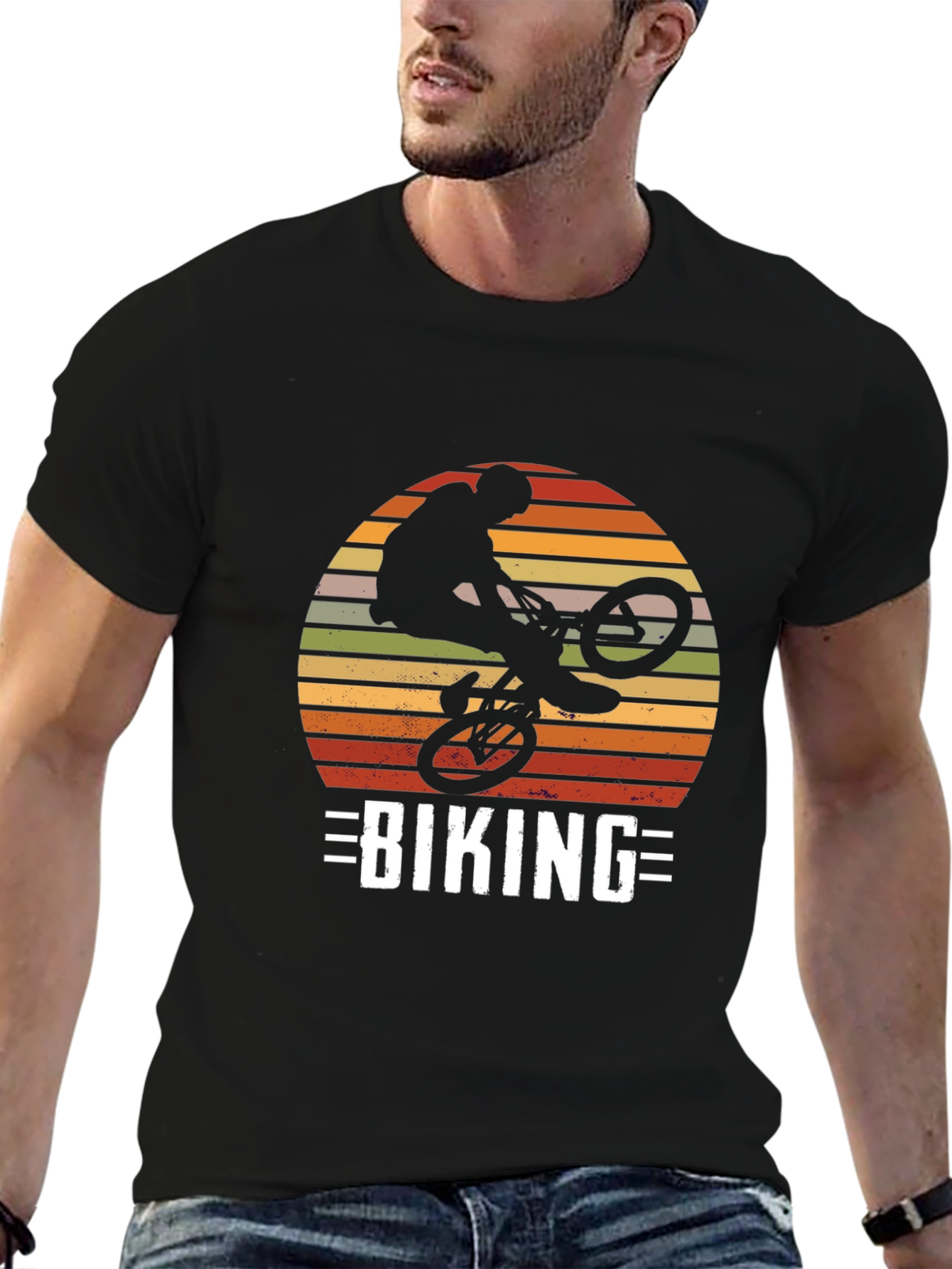 Biking Silhouette Graphic Tee - Retro Design